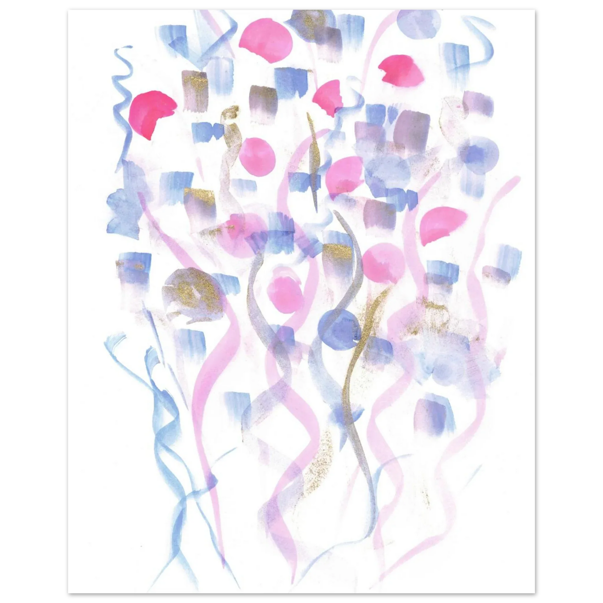 Abstract Watercolor Dreamscape Poster - Pastel Hues & Gold Flecks RDJ3-1 - Laure Leprince - Artiste Peintre