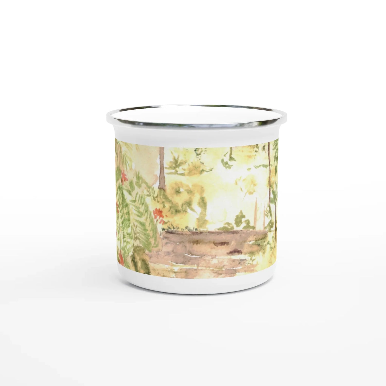 Mug en émail blanc 35 cl Jungle – Léger, vintage et résistant - Laure Leprince - Artiste Peintre