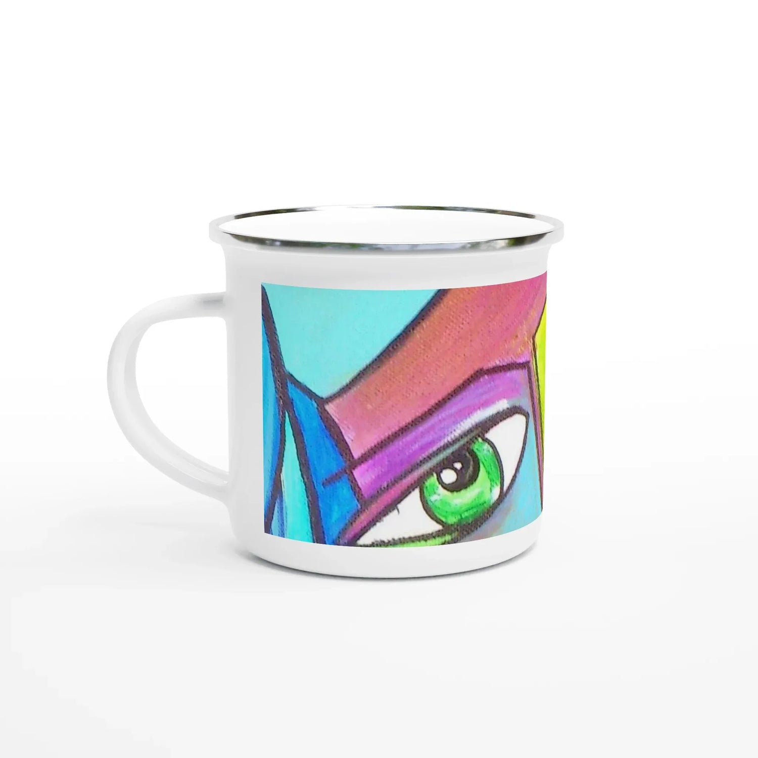 Mug en émail blanc 35 cl – Léger, vintage et résistant - Laure Leprince - Artiste Peintre