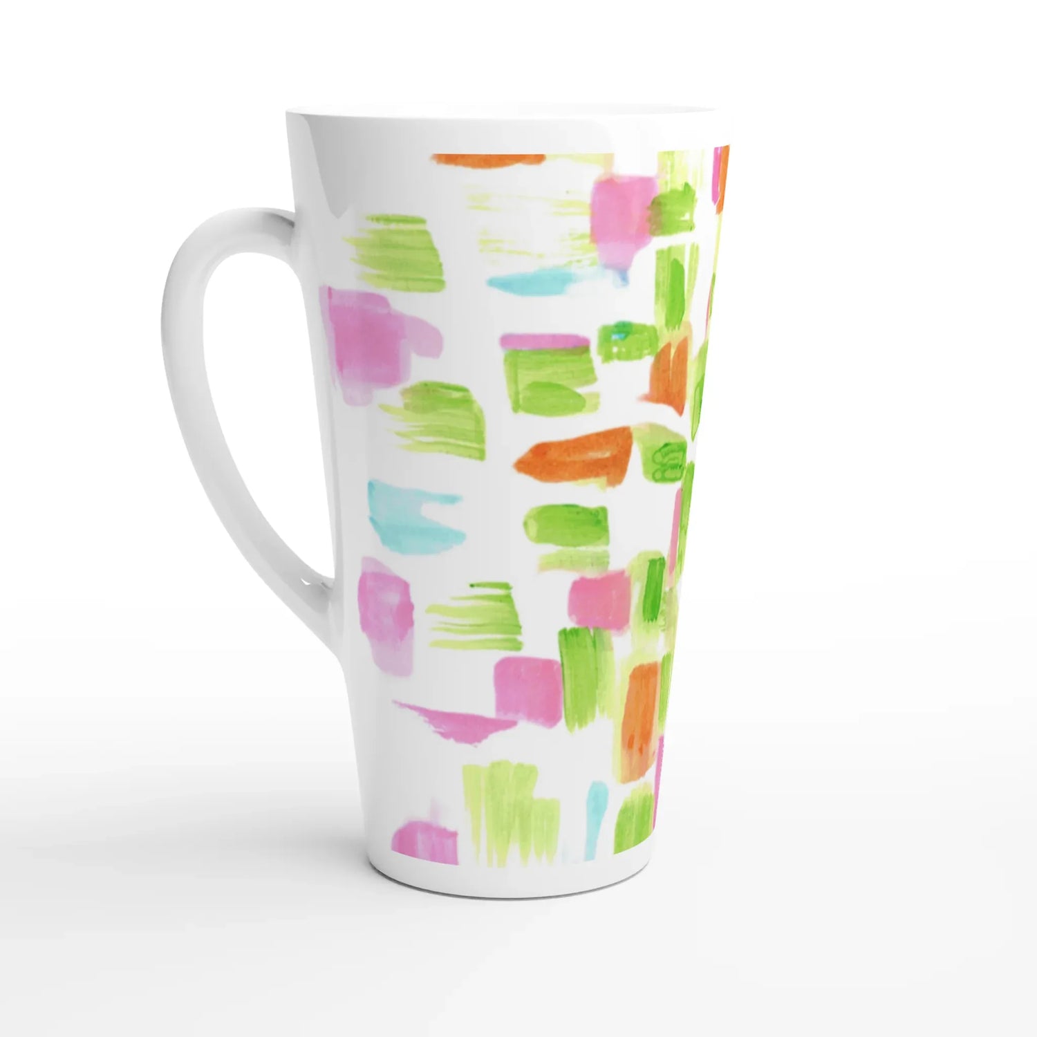 Mug à Latte en Céramique Blanche 500 ml Pastel Mosaïc– Élégant, durable et brillant - Laure Leprince - Artiste Peintre