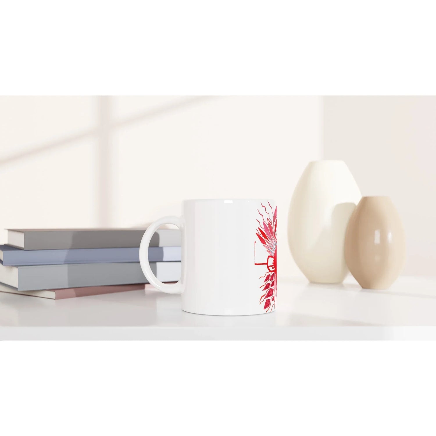 Mug en céramique blanche 325 ml Rouge – Élégance, sécurité et durabilité - Laure Leprince - Artiste Peintre