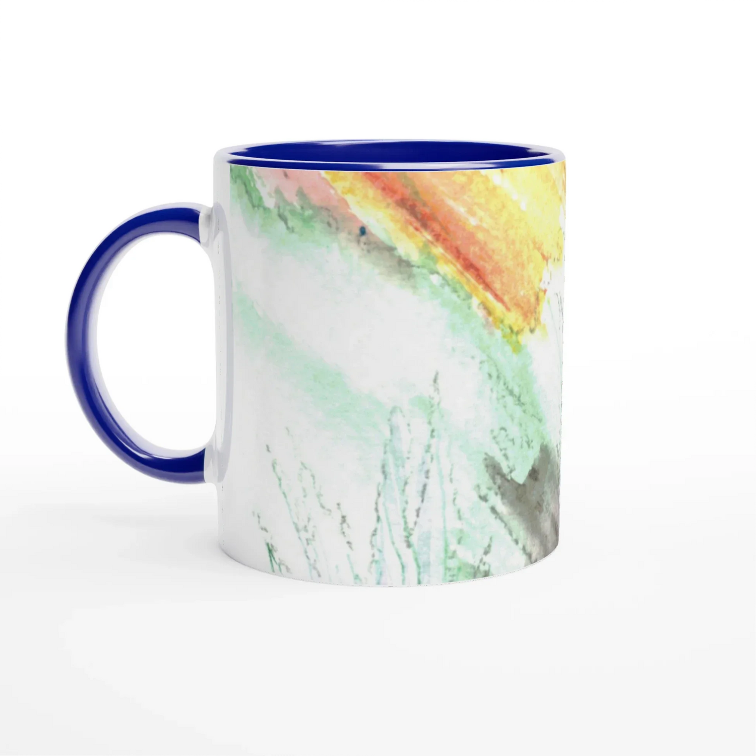 White 11oz Ceramic Mug with Color Inside Lavander Drift - Laure Leprince - Artiste Peintre