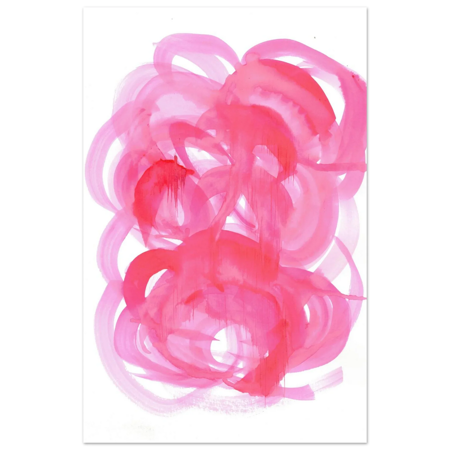 Abstract Pink Swirls Watercolor Poster - Vibrant Modern Art Print on Premium Matte Paper - Laure Leprince - Artiste Peintre