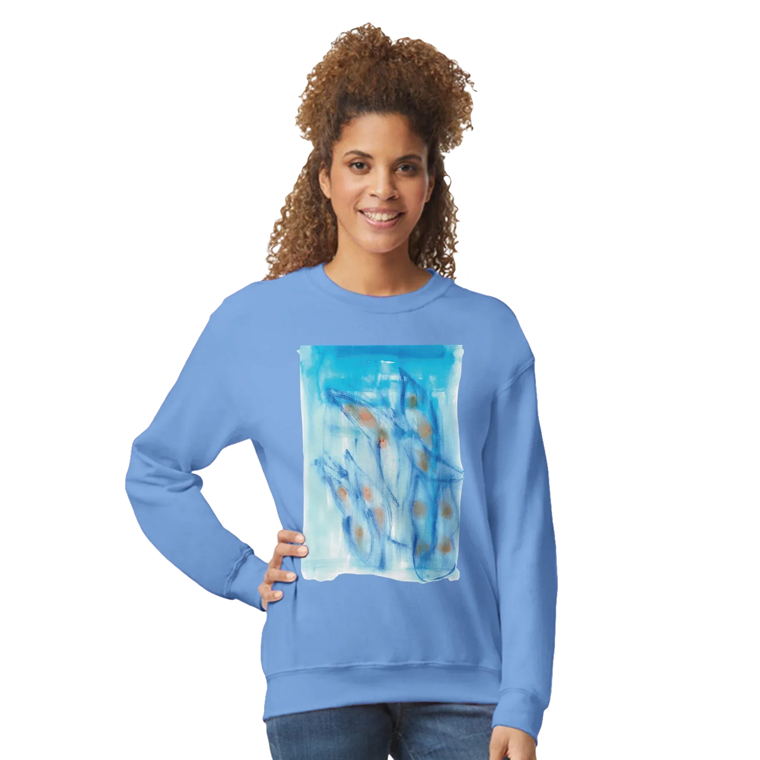 Sweatshirt Unisexe Classique Blue Sprouts – Impression Artistique Multicolore - Laure Leprince - Artiste Peintre