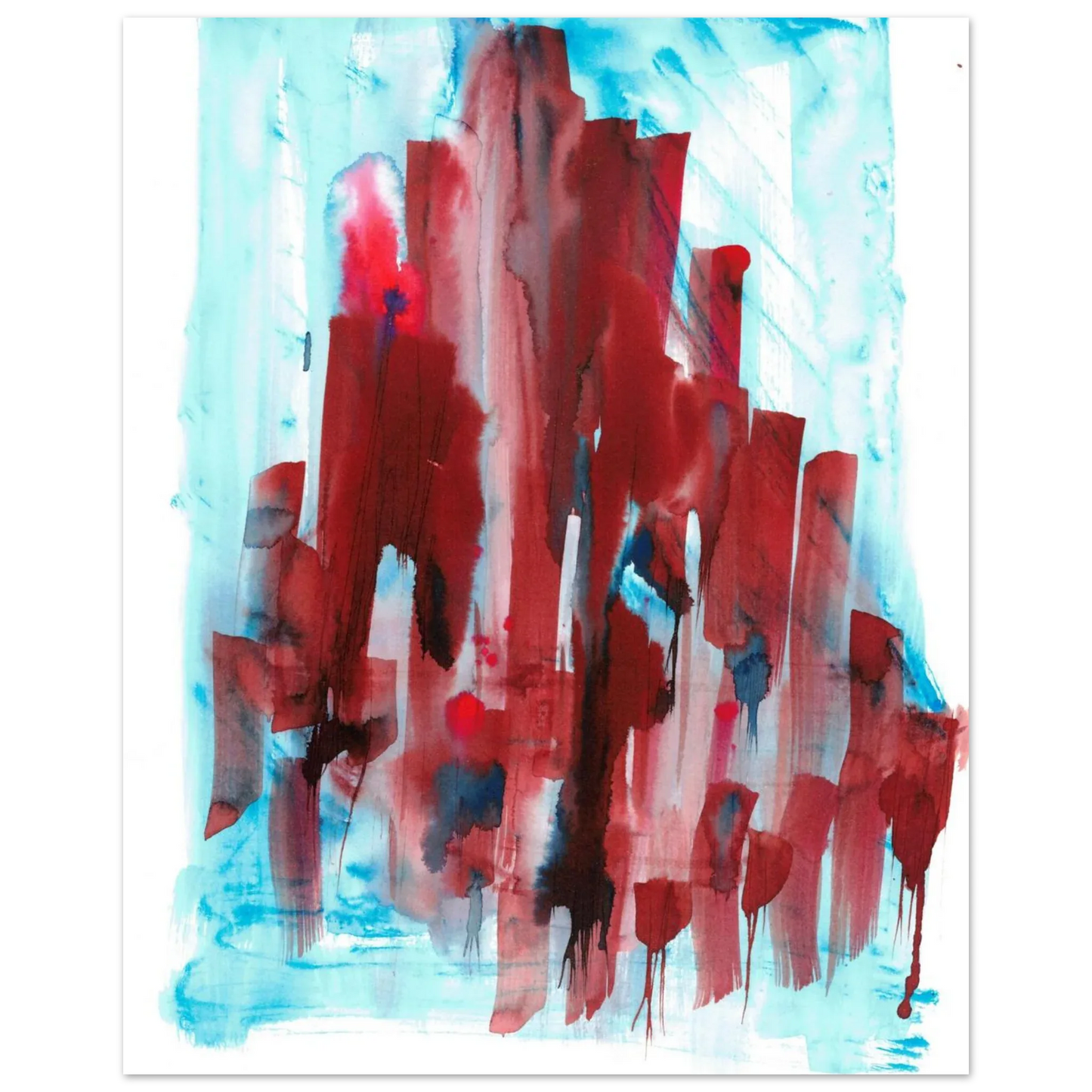 Abstract Cityscape Watercolor Art Print RDJ3-1 – Premium Matte Paper Poster in various sizes - Laure Leprince - Artiste Peintre