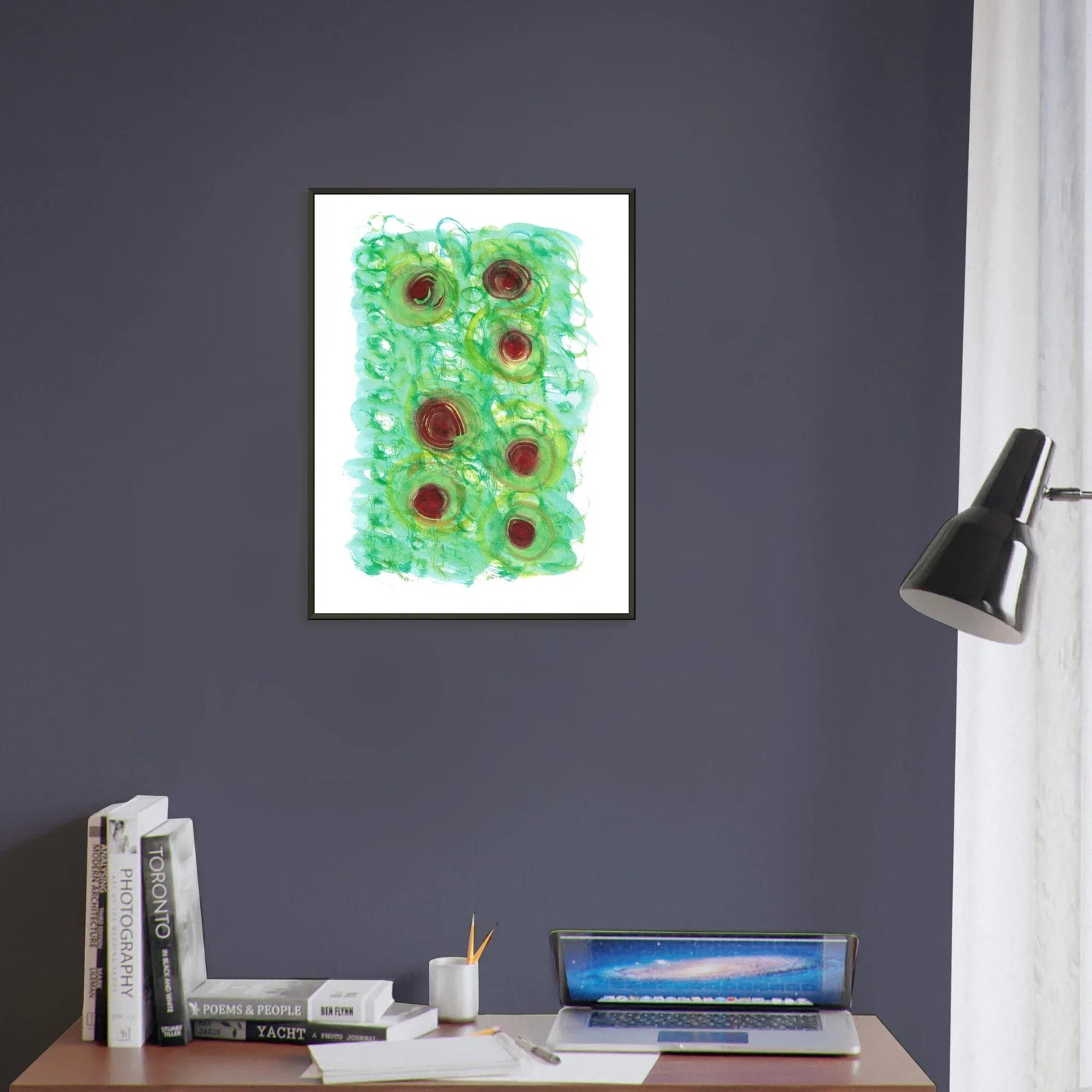 Classic Semi-Glossy Paper Metal Framed Poste Green Echo - Laure Leprince - Artiste Peintre