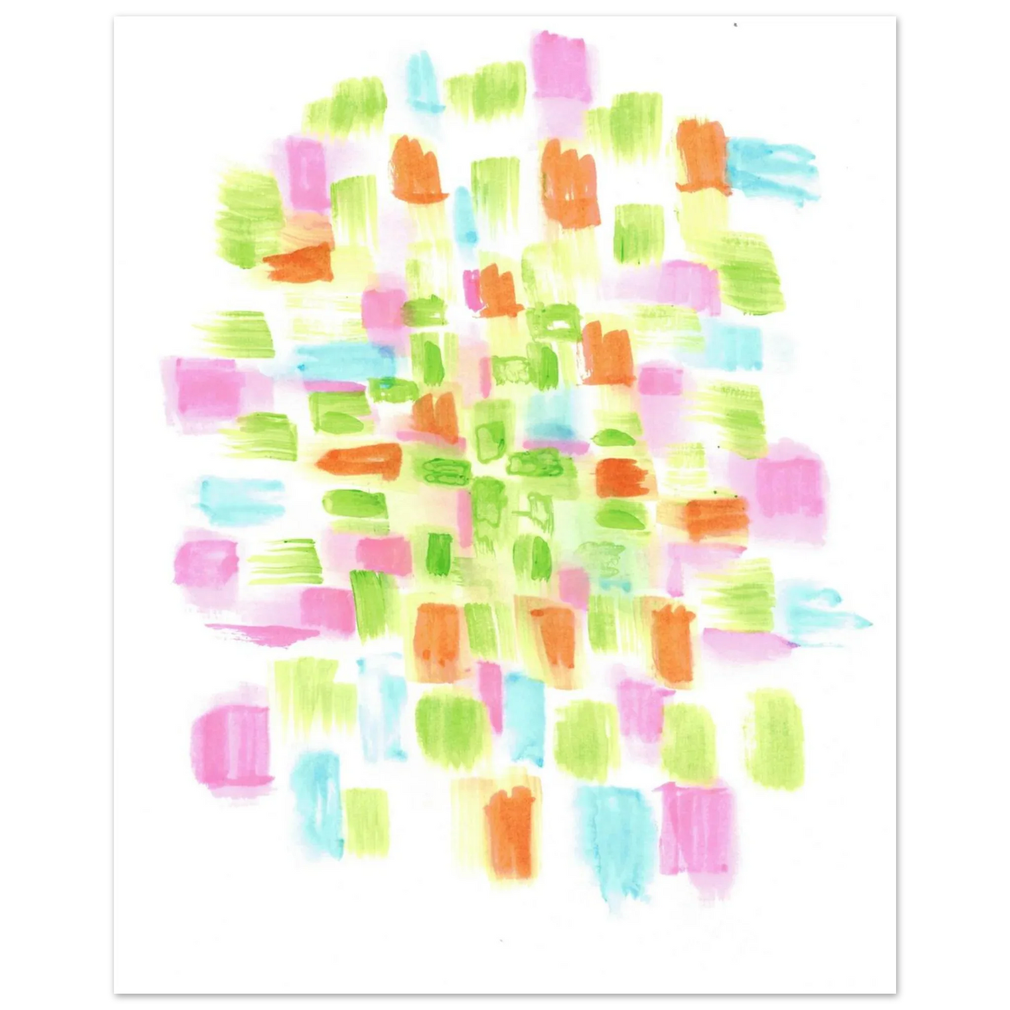 Abstract Watercolor Splash Art Print - Premium Matte Paper Poster with Vibrant Pink & Green Hues - Laure Leprince - Artiste Peintre