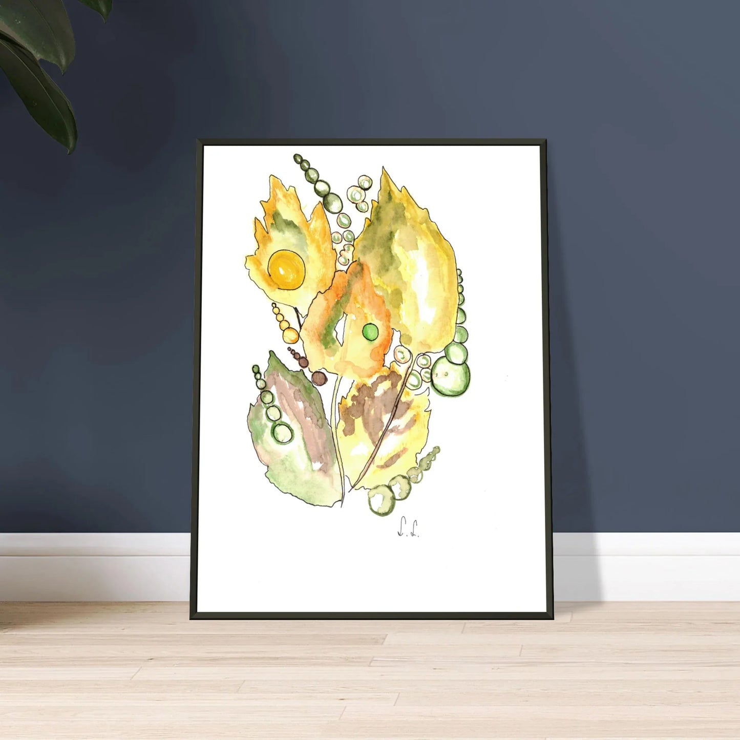 Abstract Watercolor Framed Poster Feuillaison – Museum Quality & Polished Elegance - Laure Leprince - Artiste Peintre