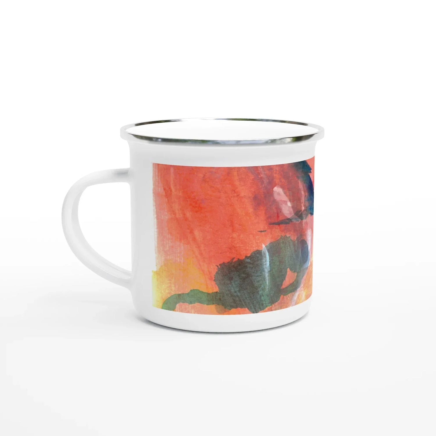 Mug en émail blanc 35 cl City Neon mirage – Léger, vintage et résistant - Laure Leprince - Artiste Peintre