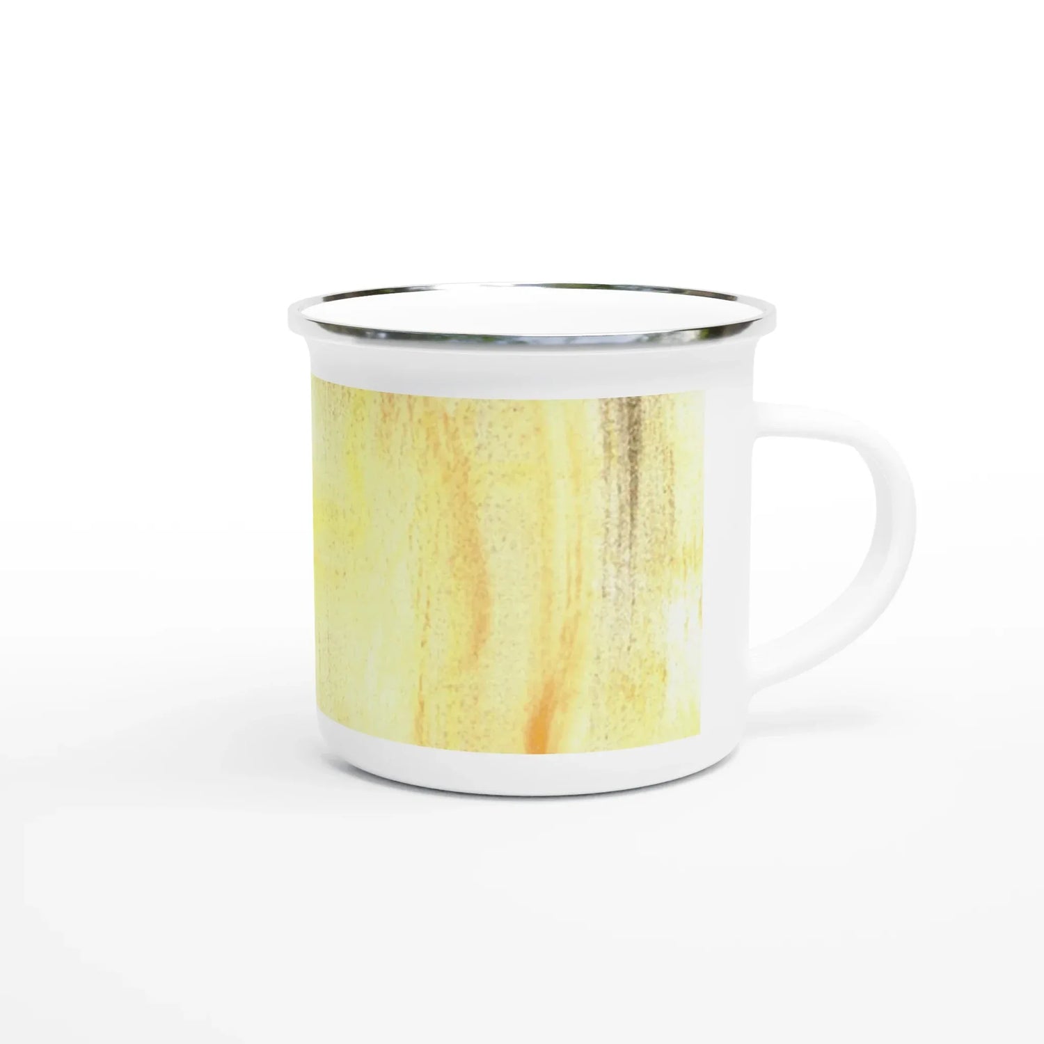 Mug en émail blanc 35 cl City Golden Haze – Léger, vintage et résistant - Laure Leprince - Artiste Peintre