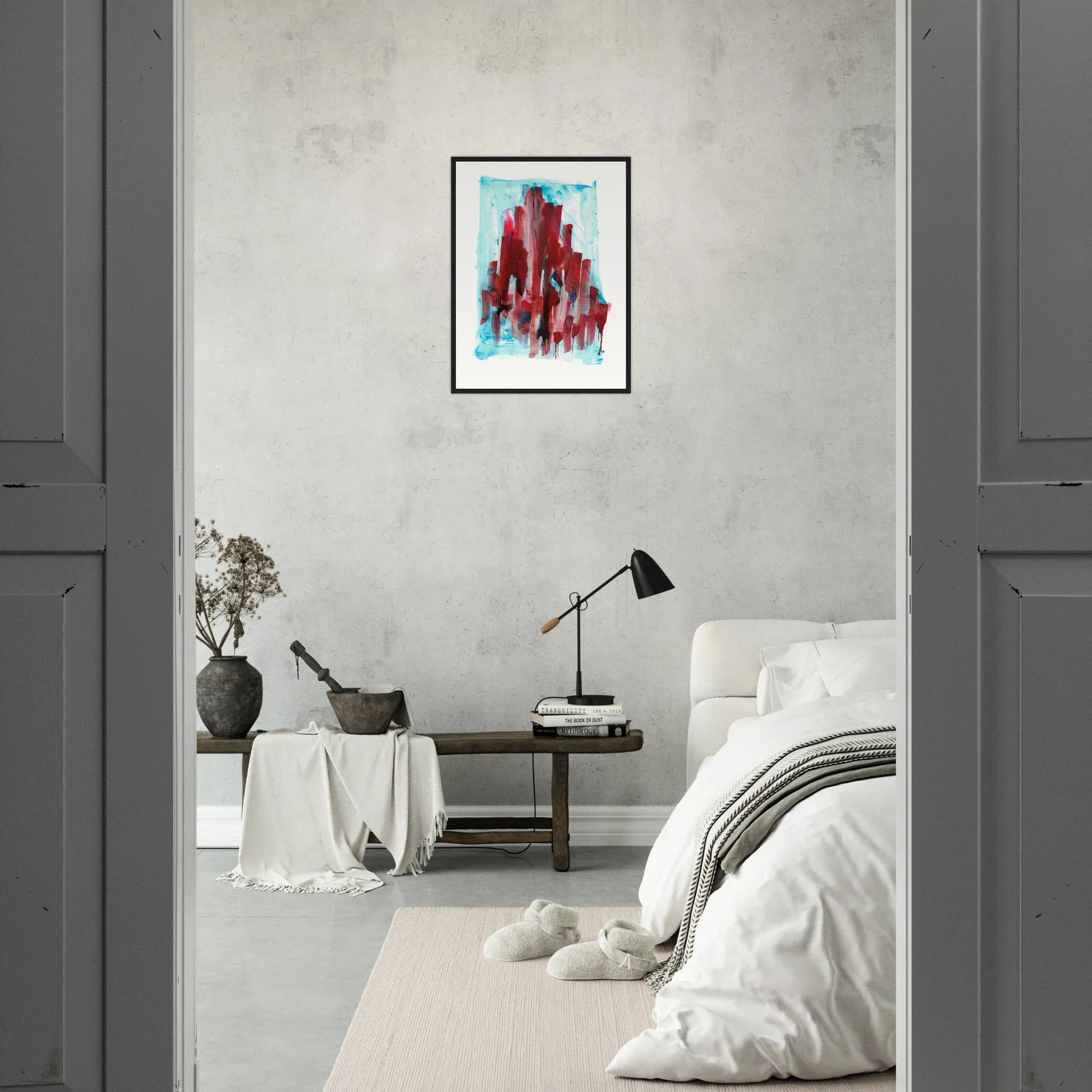 Affiche Encadrée Museum-Quality Matte Paper Wooden Framed Crimson Tower - Laure Leprince - Artiste Peintre