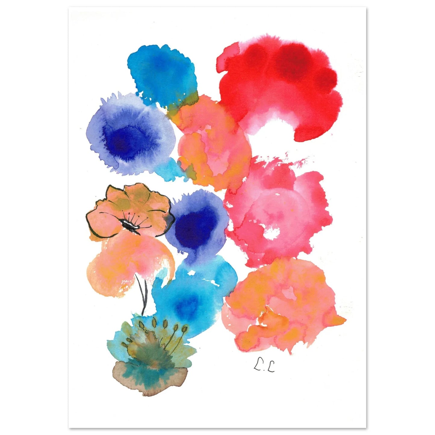 Affiche premium sur papier mat Floraison pop– Art mural de qualité supérieure - Laure Leprince - Artiste Peintre
