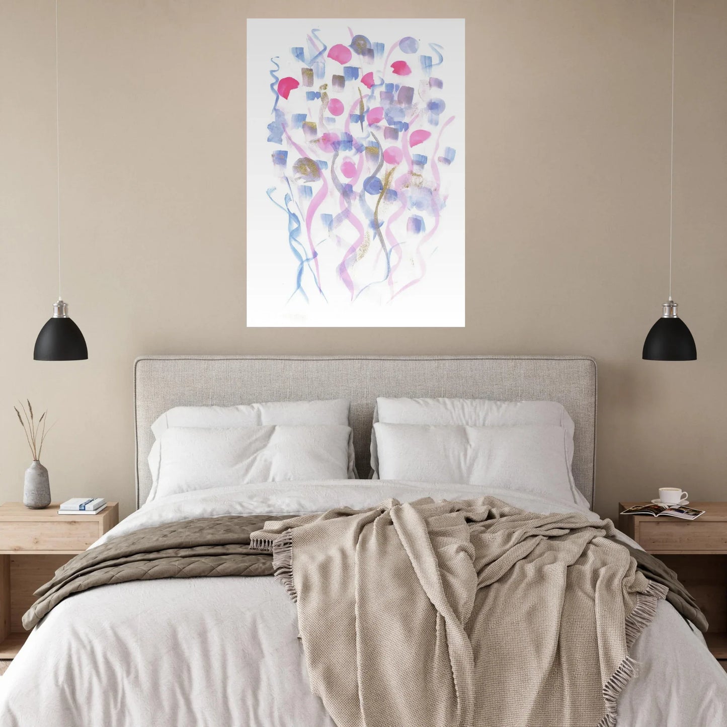 Abstract Watercolor Dreamscape Poster - Pastel Hues & Gold Flecks RDJ3-1 - Laure Leprince - Artiste Peintre