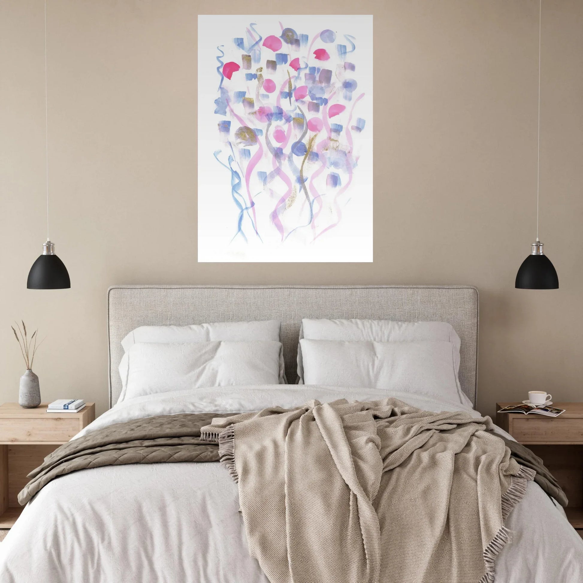Abstract Watercolor Dreamscape Poster - Pastel Hues & Gold Flecks RDJ3-1 - Laure Leprince - Artiste Peintre