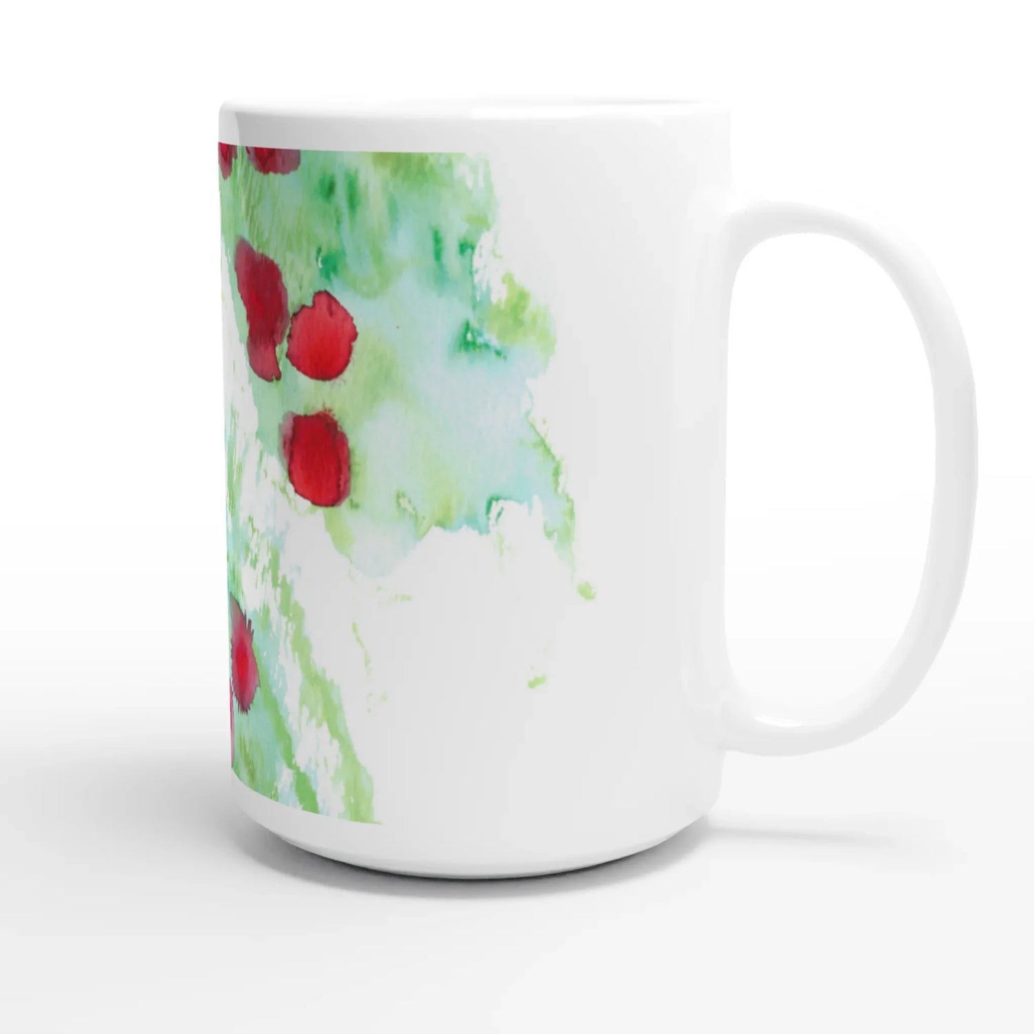 Mug en céramique blanche 44 cl Eclats Rouges – Grand format, design et qualité durable - Laure Leprince - Artiste Peintre