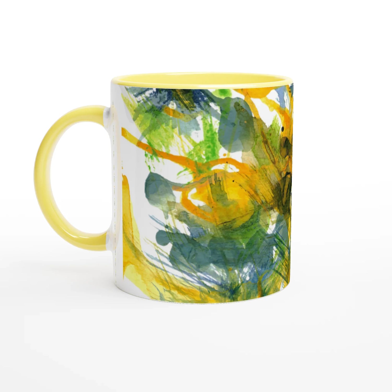 Mug en céramique blanche 325 ml Tempête Solaire – Élégance, sécurité et durabilité - Laure Leprince - Artiste Peintre