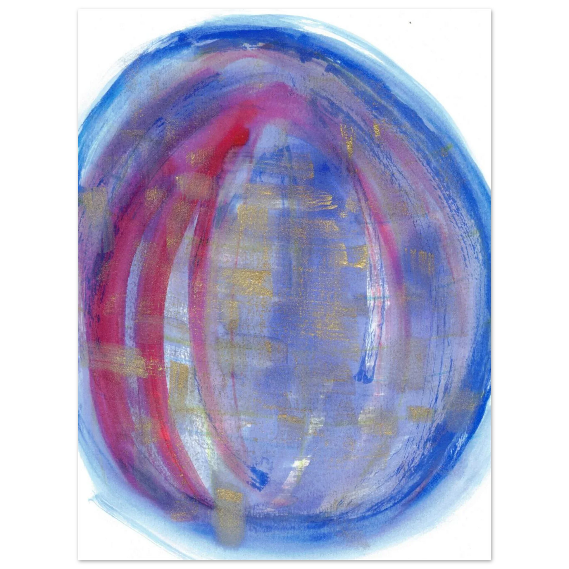 Cosmic Aura Abstract Watercolor Poster – Vibrant Blue, Magenta & Gold, Premium Matte Finish - Laure Leprince - Artiste Peintre