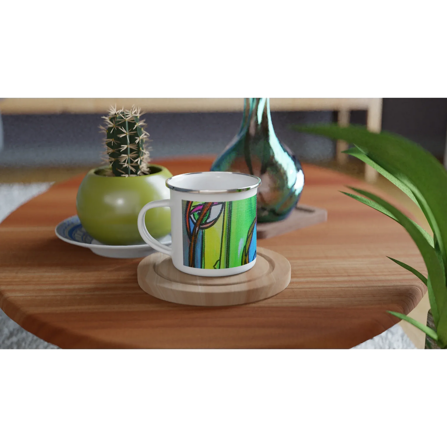 Mug en émail blanc 35 cl trouncho – Léger, vintage et résistant - Laure Leprince - Artiste Peintre