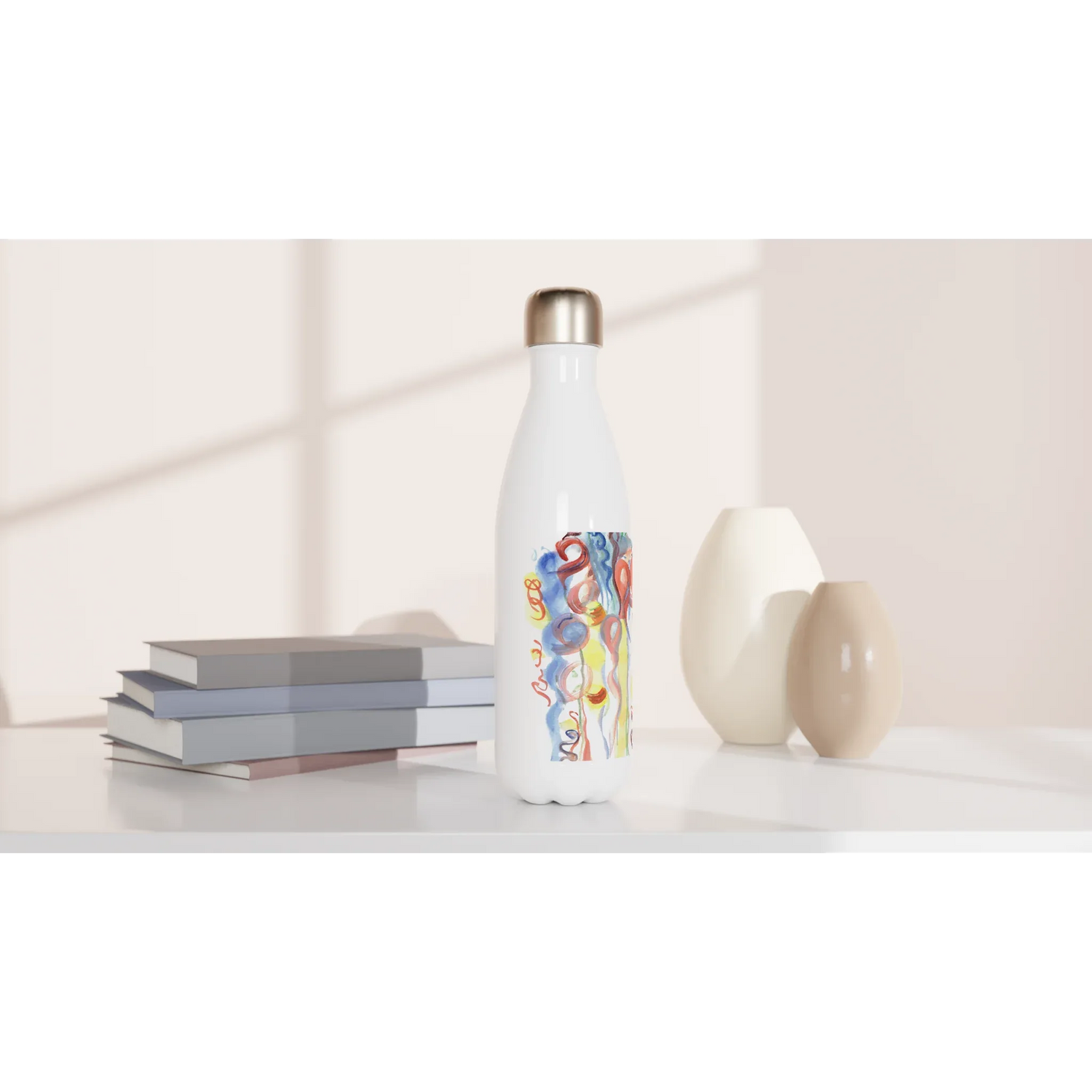 Bouteille isotherme en acier inoxydable 500 ml Serpentins – Design artistique exclusif - Laure Leprince - Artiste Peintre