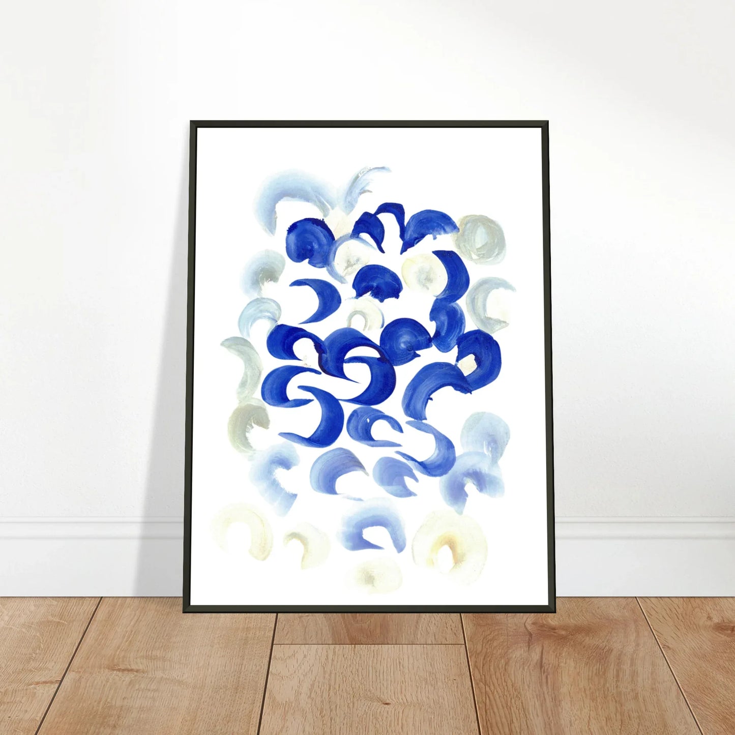 Classic Semi-Glossy Paper Metal Framed Poster Blue Swirls - Laure Leprince - Artiste Peintre