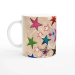 Mug en céramique blanche 325 ml Etoiles– Élégance, sécurité et durabilité - Laure Leprince - Artiste Peintre