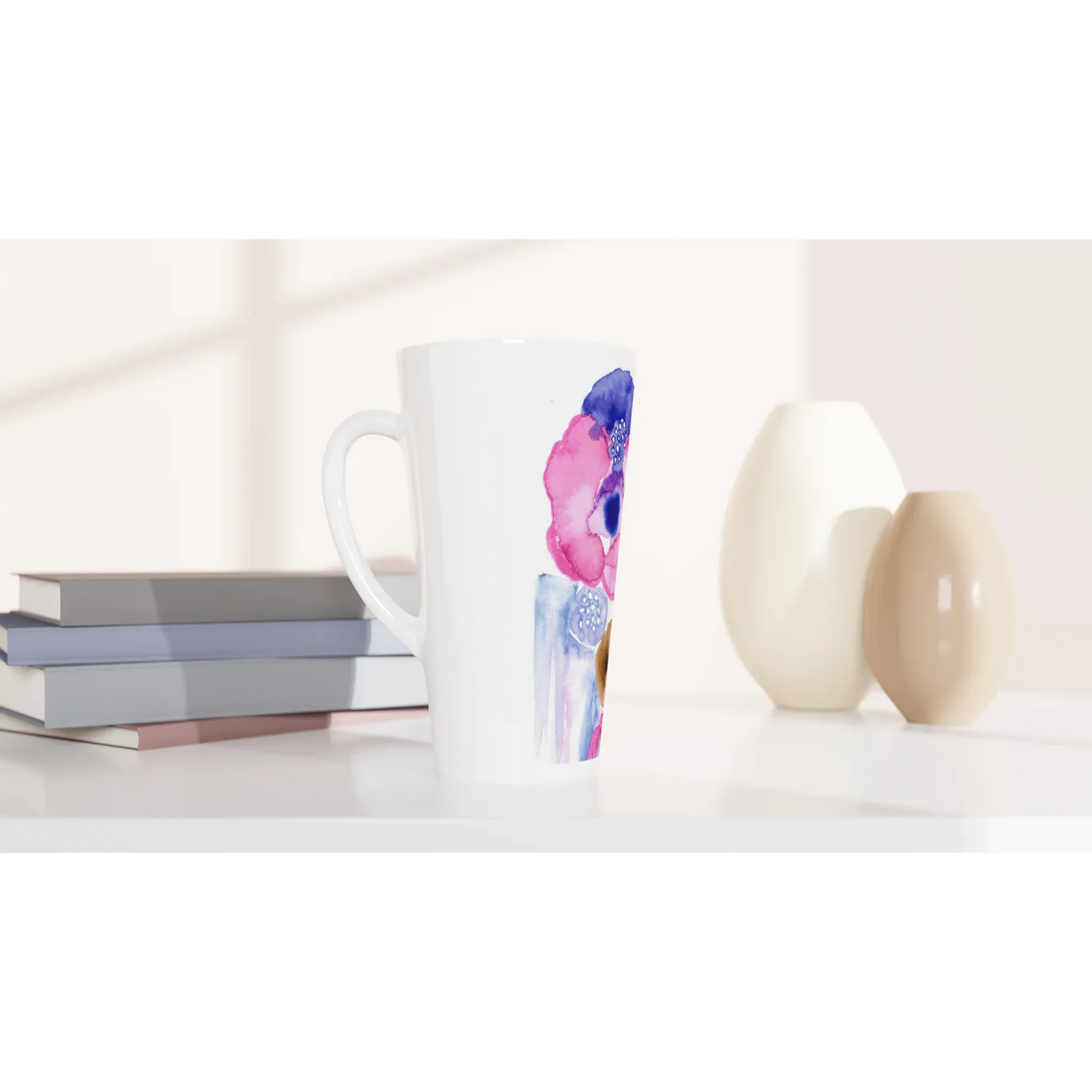 Mug à Latte en Céramique Blanche 500 ml boreales – Élégant, durable et brillant - Laure Leprince - Artiste Peintre