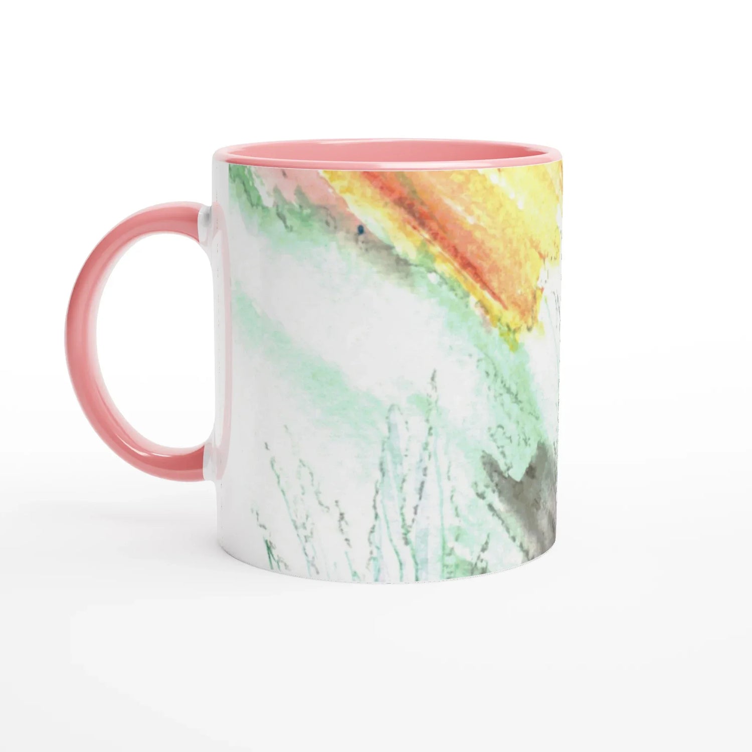 White 11oz Ceramic Mug with Color Inside Lavander Drift - Laure Leprince - Artiste Peintre