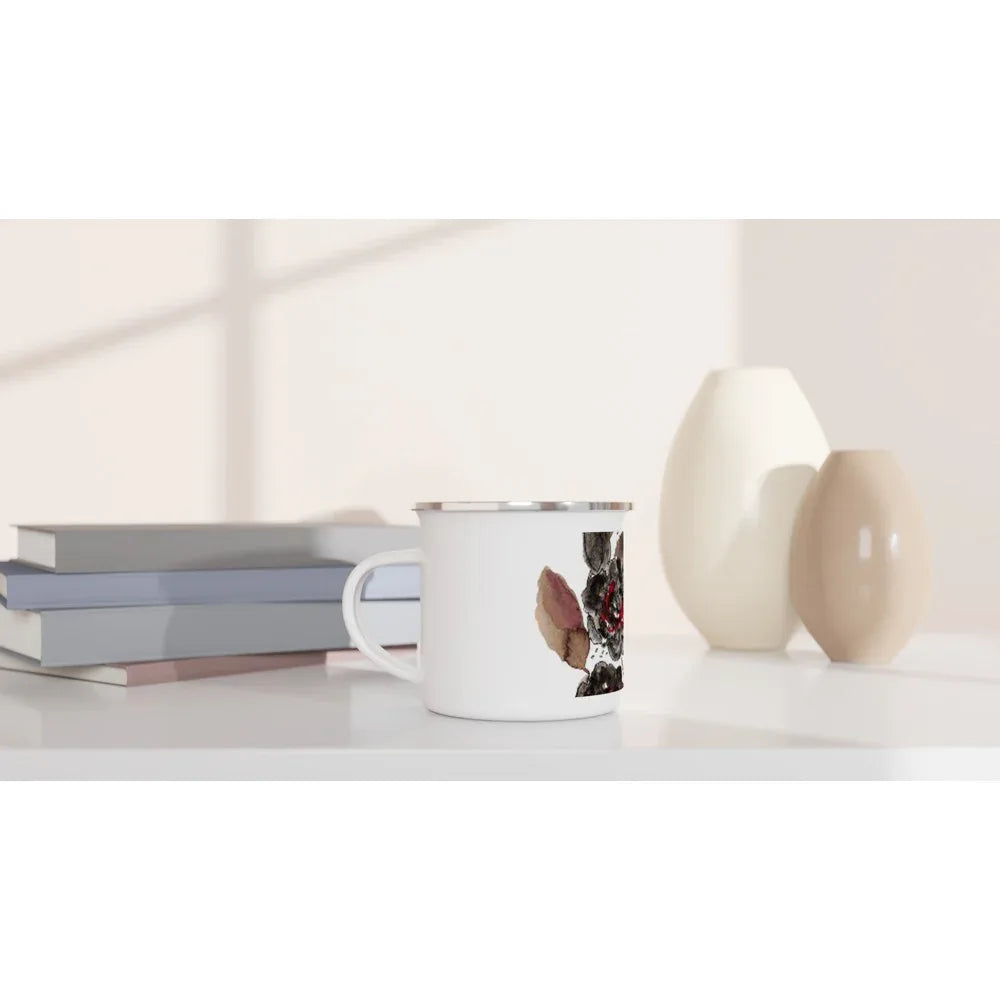 Mug en émail blanc 35 cl Automne – Léger, vintage et résistant - Laure Leprince - Artiste Peintre