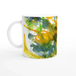 Mug en céramique blanche 325 ml Tempête Solaire – Élégance, sécurité et durabilité - Laure Leprince - Artiste Peintre