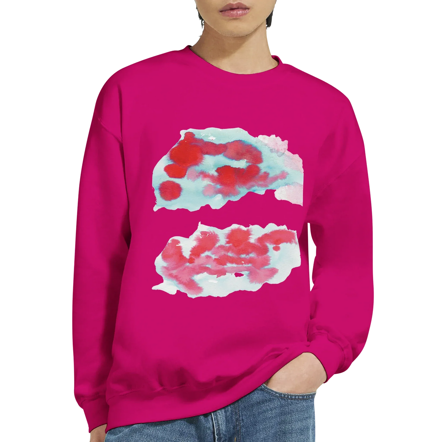 Sweatshirt Unisexe Classique Brumes Carmin – Impression Artistique Multicolore - Laure Leprince - Artiste Peintre