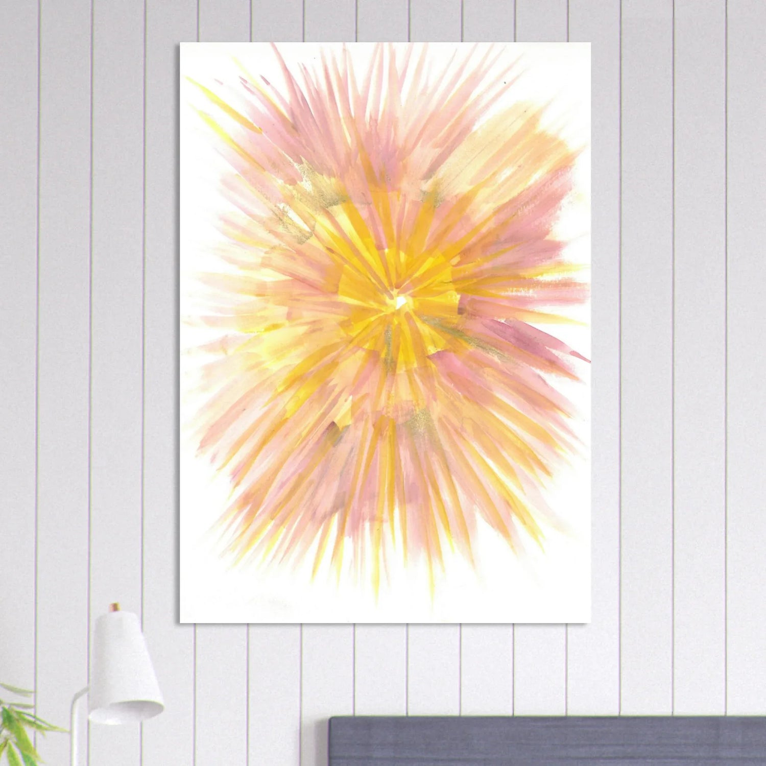 Abstract Sunrise Burst Art Print - Premium Matte Paper Poster with Dynamic Watercolor Design - Laure Leprince - Artiste Peintre