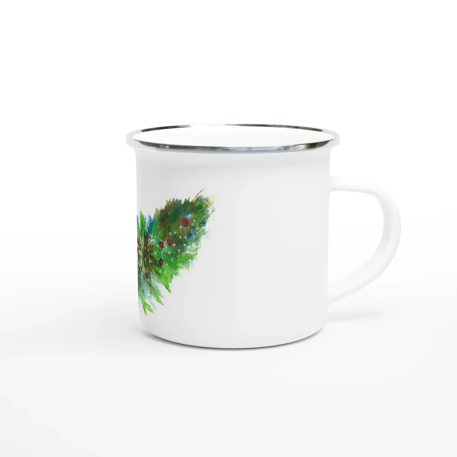 Mug en émail blanc 35 cl Guilrande verte – Léger, vintage et résistant - Laure Leprince - Artiste Peintre