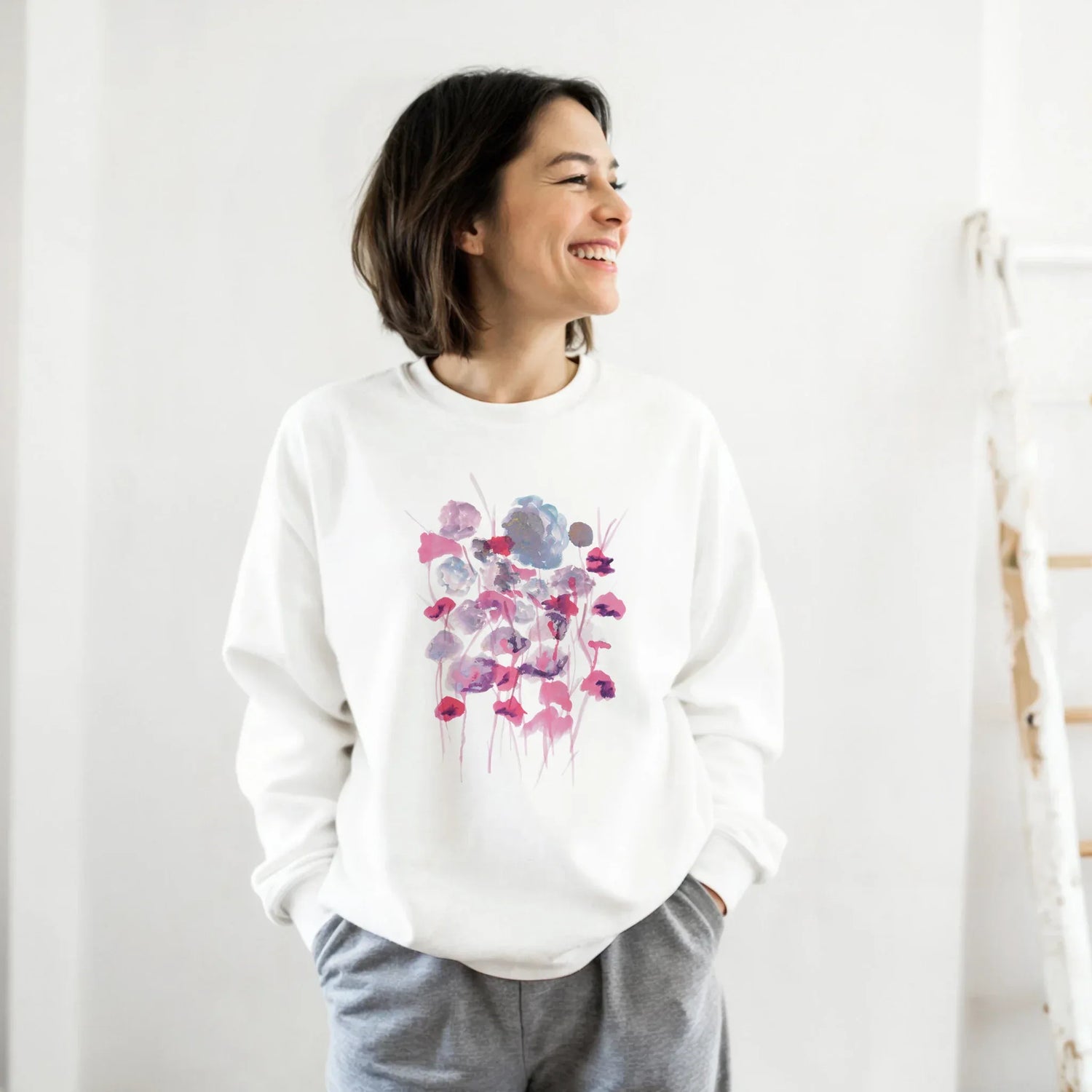 Sweatshirt Unisexe Classique – Impression Artistique Jardin des Ombrelles| Premium Cotton Blend - Laure Leprince - Artiste Peintre