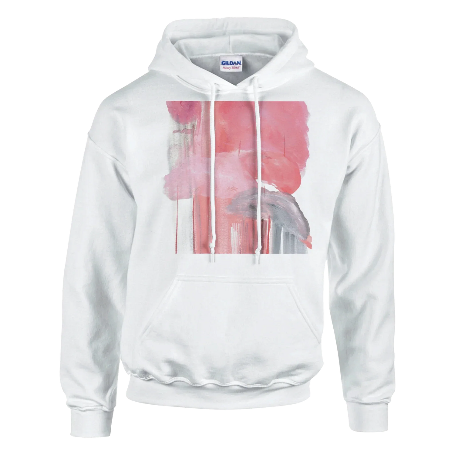 Sweat à capuche unisexe artistique Blush Cascade| Gildan® 18500 White - Laure Leprince - Artiste Peintre
