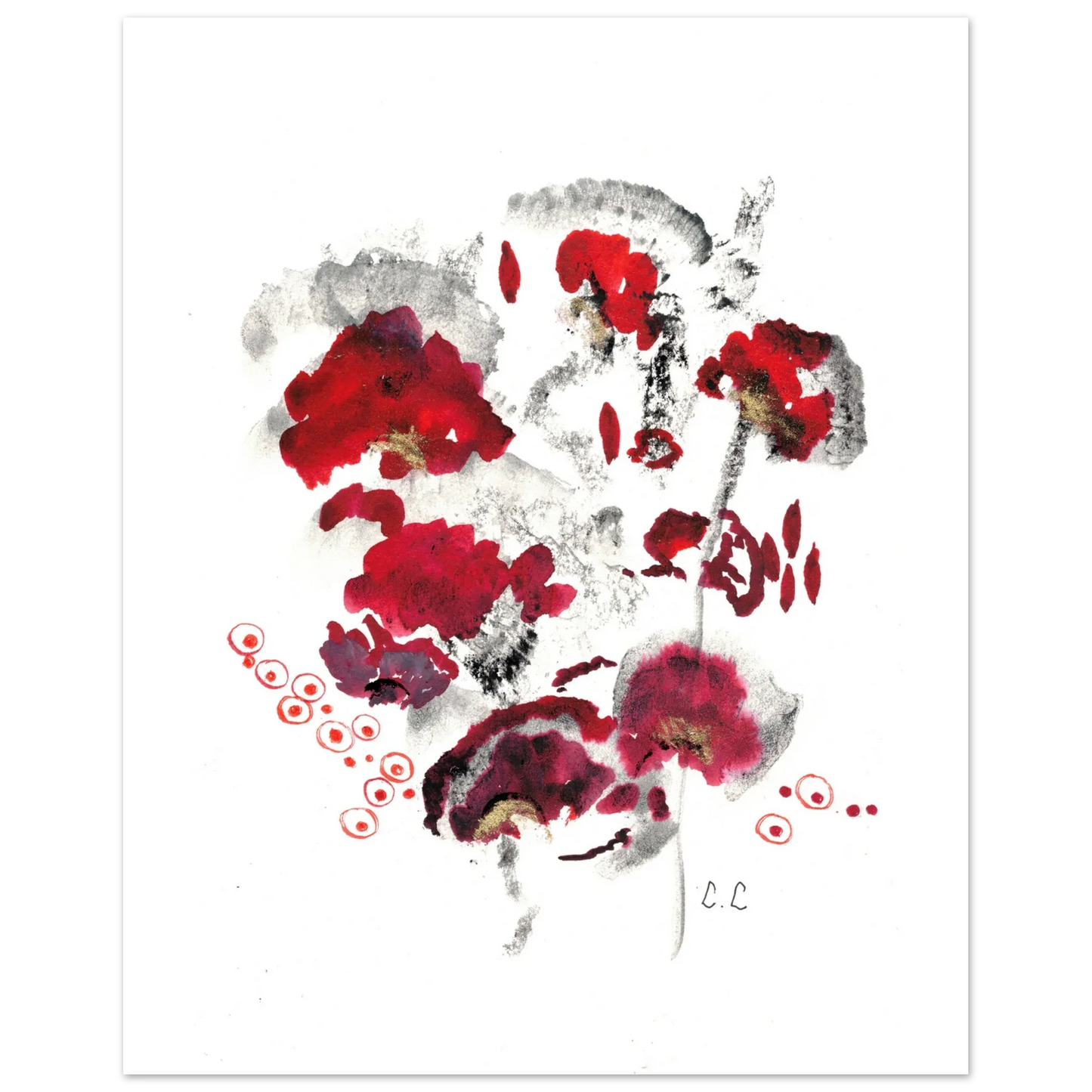 Affiche premium sur papier mat Pavots – Art mural de qualité supérieure - Laure Leprince - Artiste Peintre