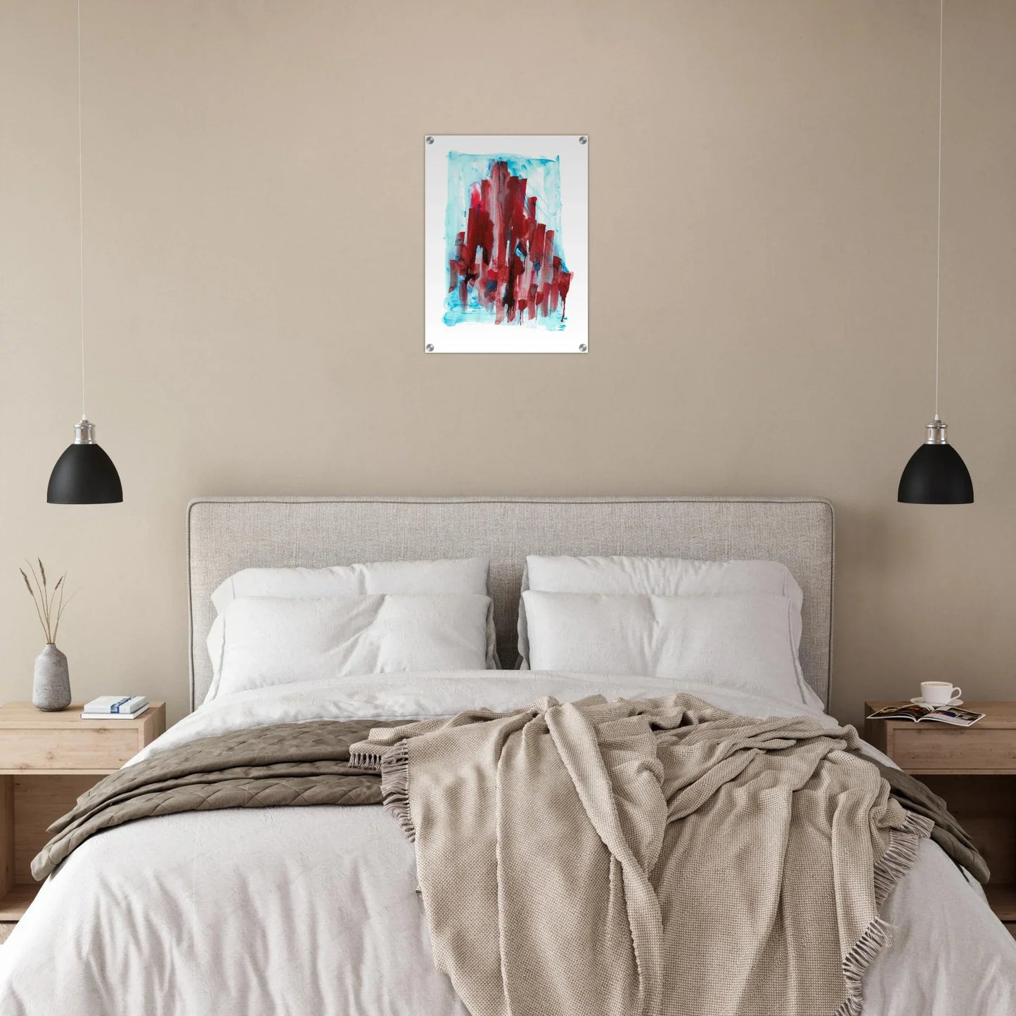 Impression sur acrylique brillante Crimson Tower| Art contemporain par Laure Leprince - Laure Leprince - Artiste Peintre
