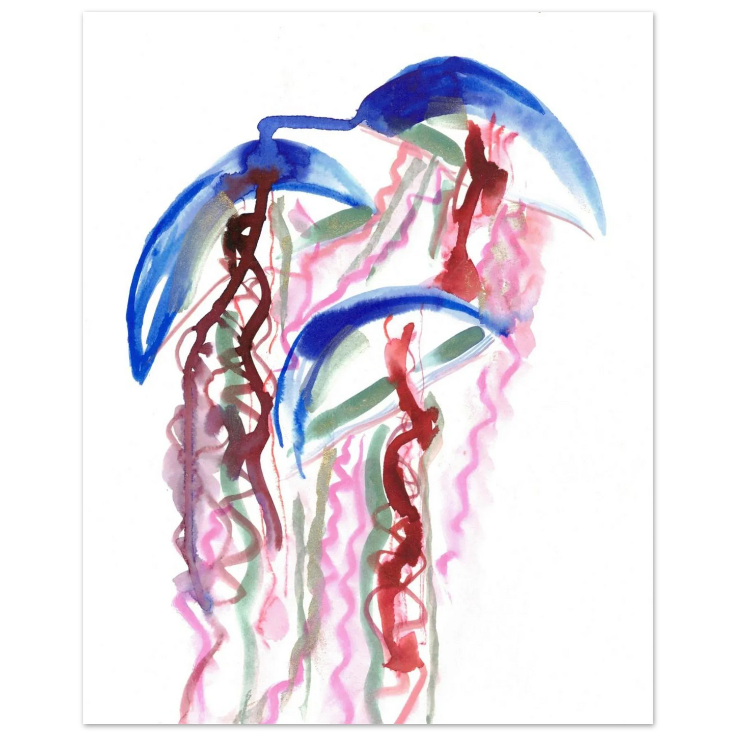 Abstract Jellyfish Dance Premium Matte Paper Poster - Dynamic Watercolor Art - Laure Leprince - Artiste Peintre