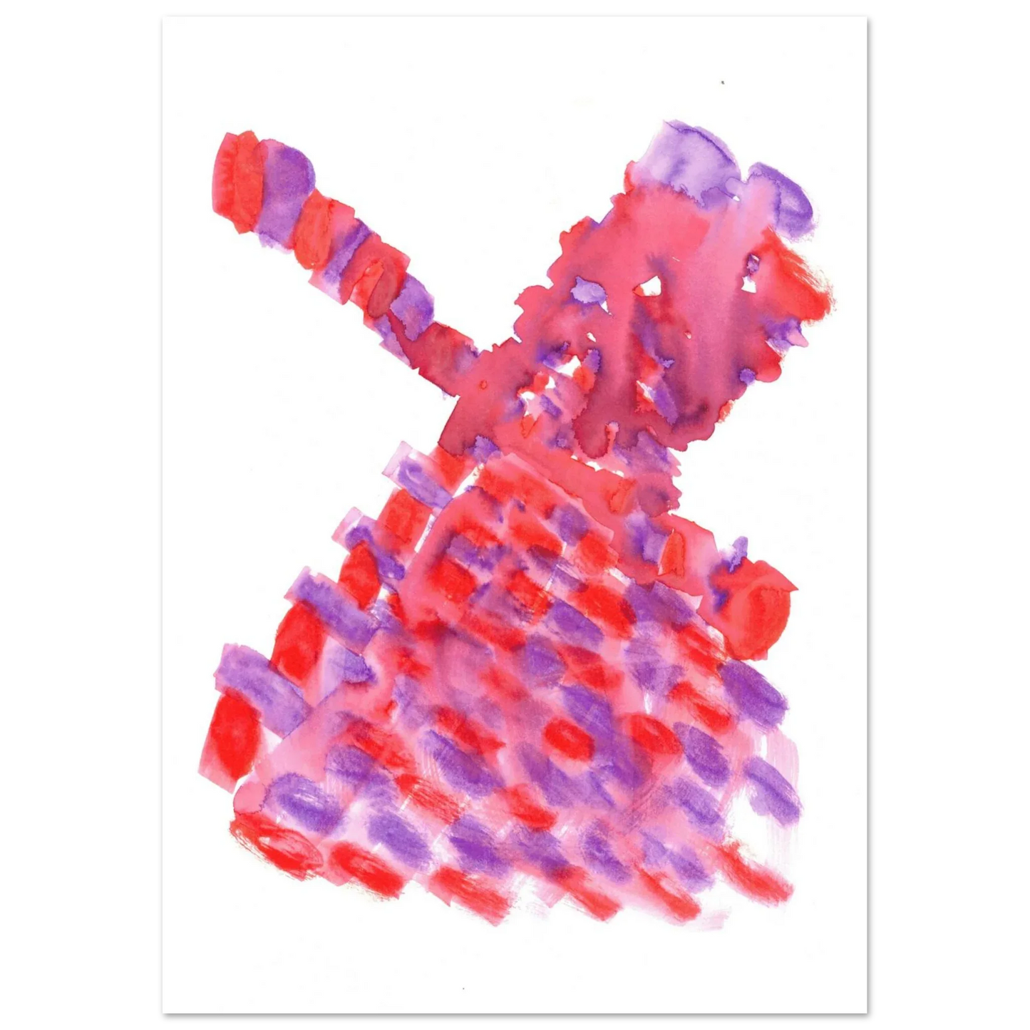 Abstract Watercolor Windmill Premium Matte Poster - Vibrant Red & Purple Art Print for Modern Spaces - Laure Leprince - Artiste Peintre