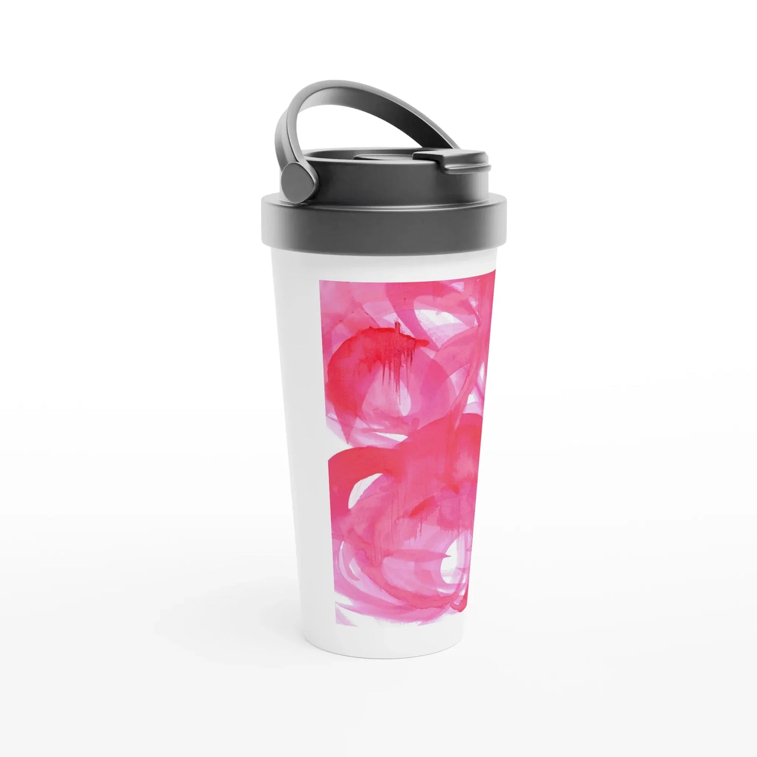Mug de voyage isotherme 450 ml (15 oz) Ruby Drift - Étanche, réutilisable et design artistique - Laure Leprince - Artiste Peintre