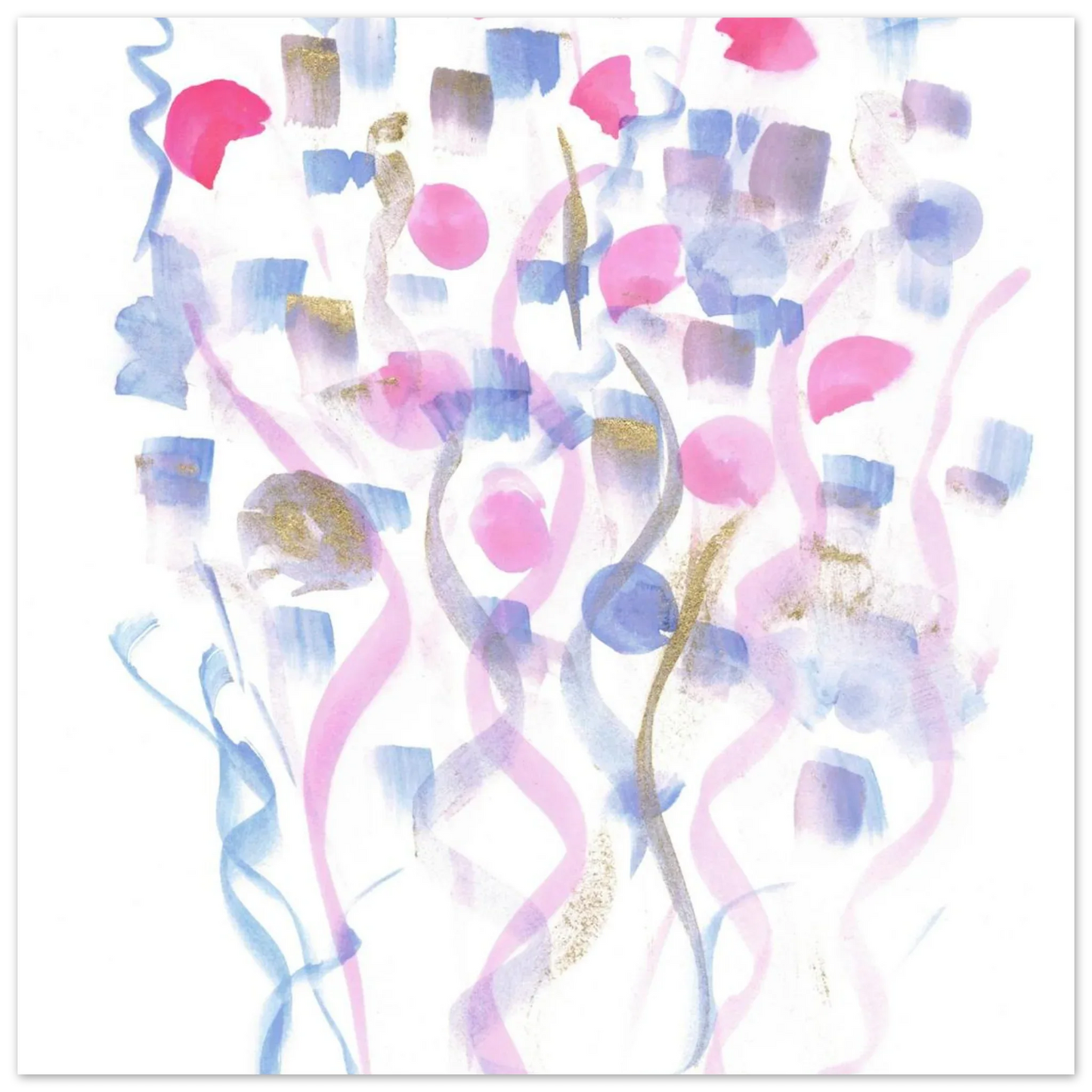 Abstract Watercolor Dreamscape Poster - Pastel Hues & Gold Flecks RDJ3-1 - Laure Leprince - Artiste Peintre