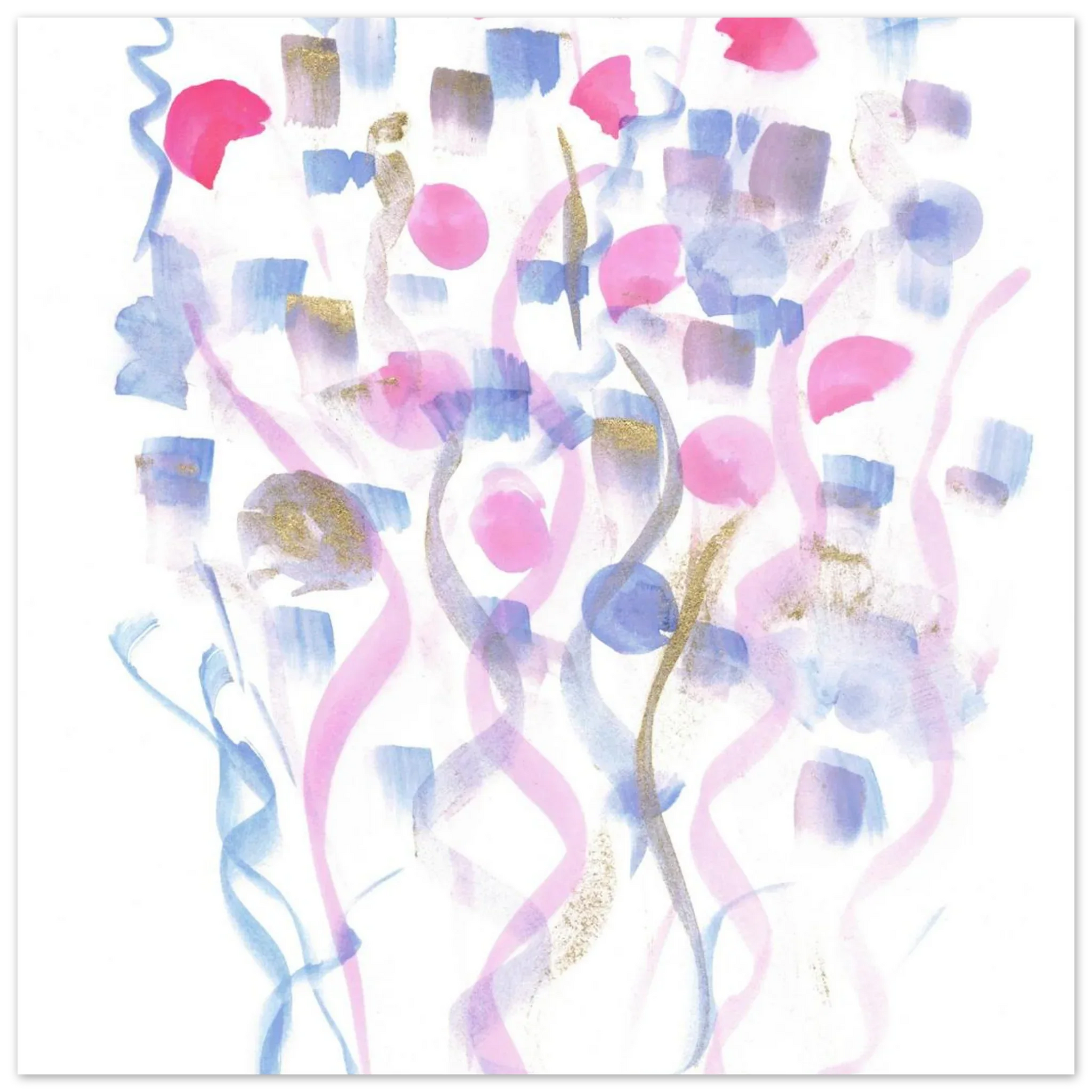 Abstract Watercolor Dreamscape Poster - Pastel Hues & Gold Flecks RDJ3-1 - Laure Leprince - Artiste Peintre