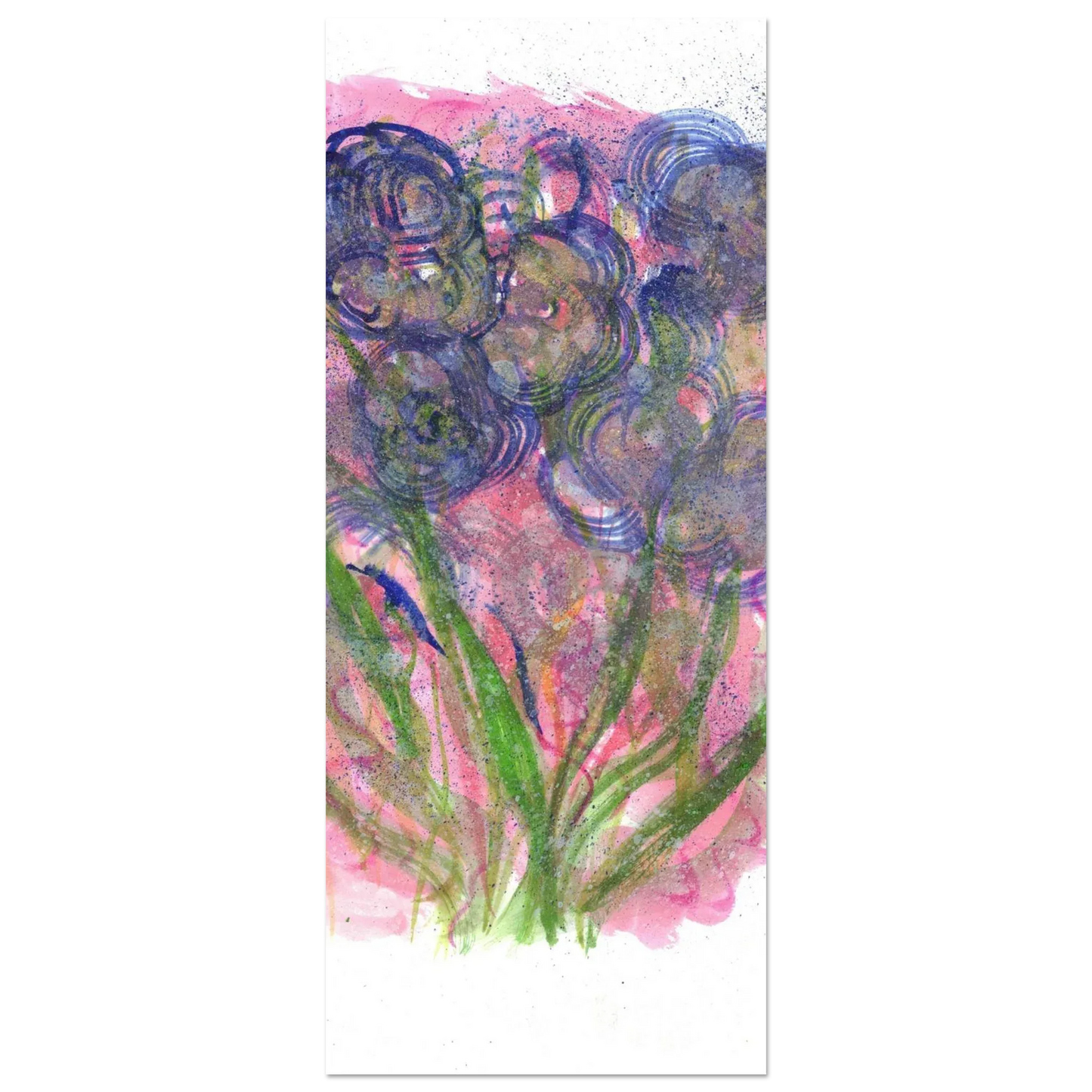 Abstract Floral Watercolor Poster: Radiant Blooms in Purple, Pink & Gold - Premium Matte Paper Art Print - Laure Leprince - Artiste Peintre