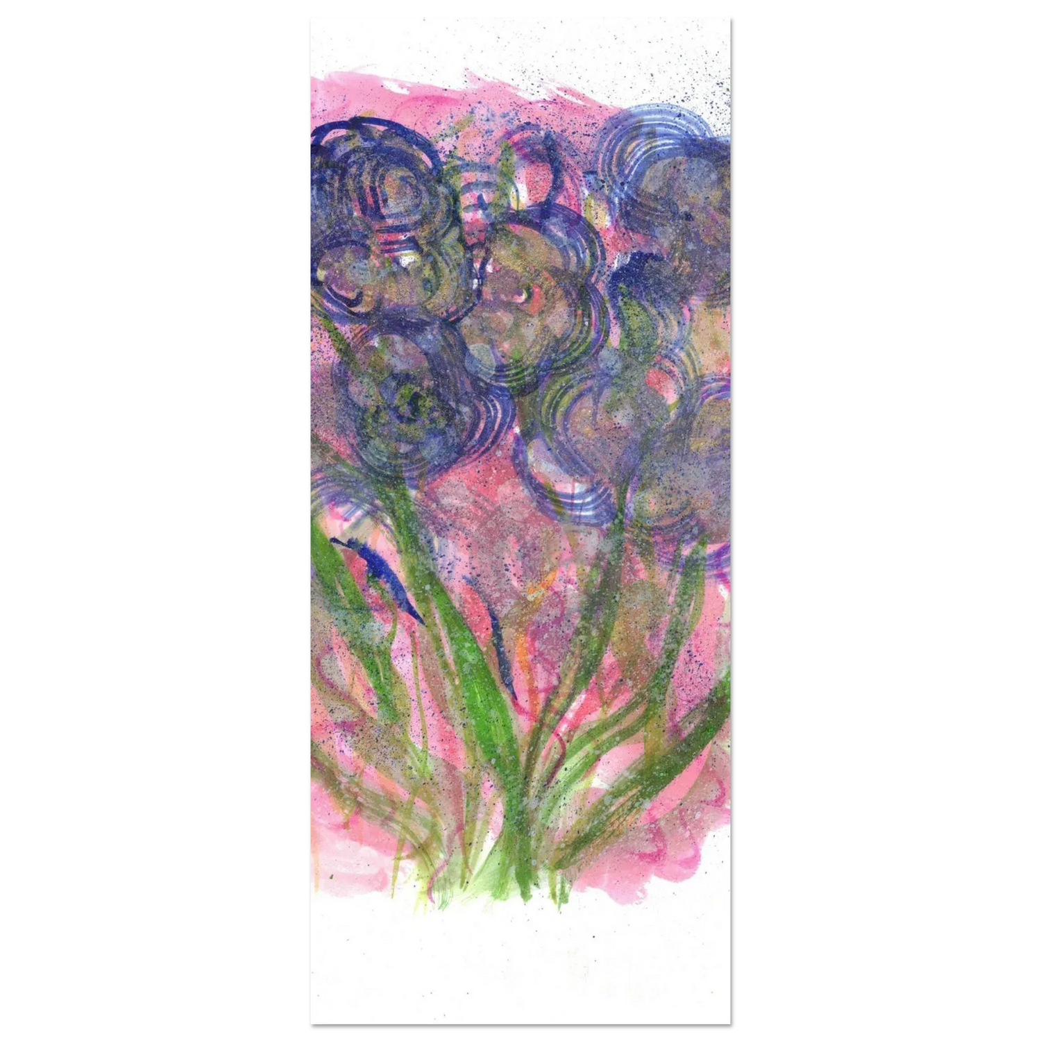 Abstract Floral Watercolor Poster: Radiant Blooms in Purple, Pink & Gold - Premium Matte Paper Art Print - Laure Leprince - Artiste Peintre