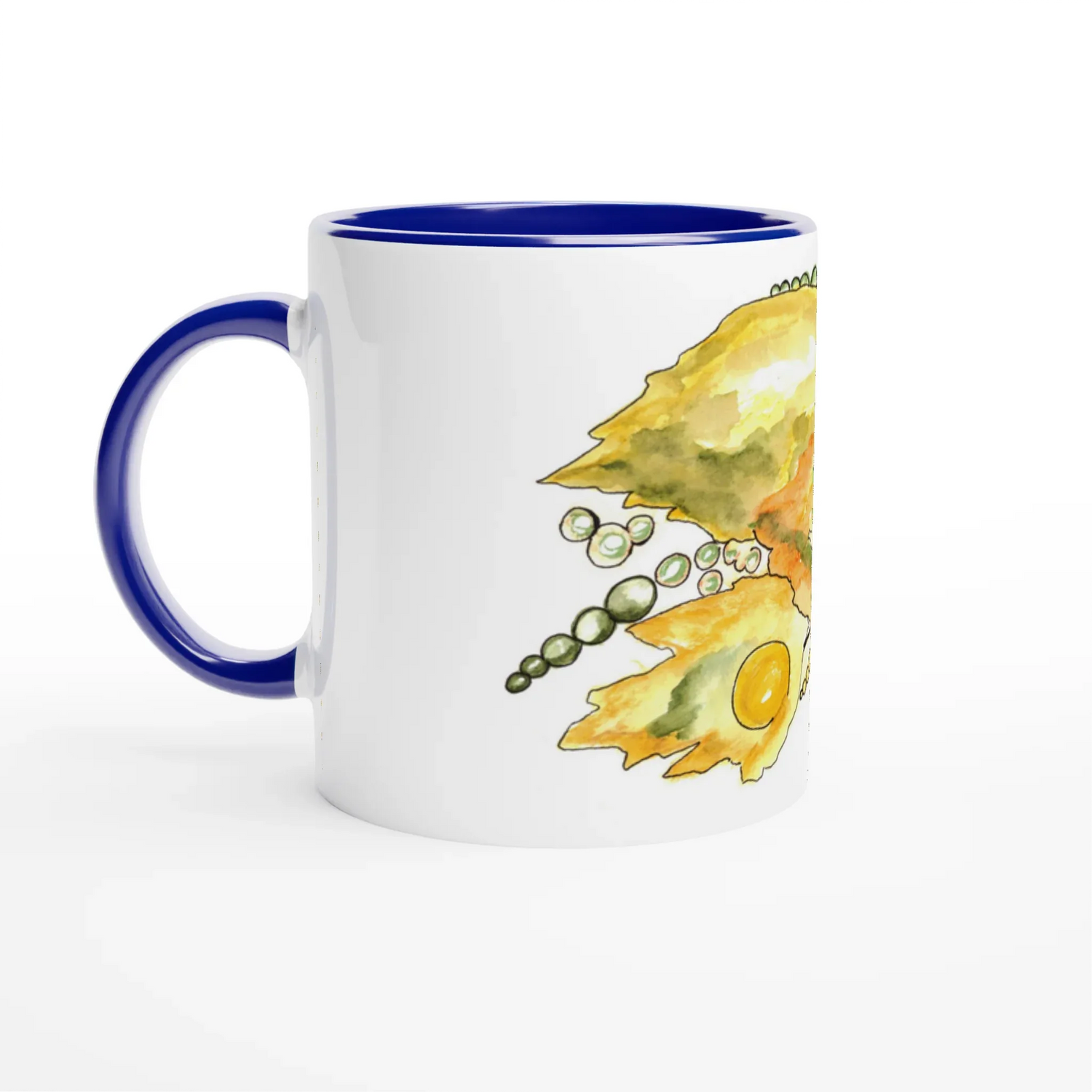 Mug en céramique 325 ml à bord colore Feuillaison – Élégant et éclatant - Laure Leprince - Artiste Peintre