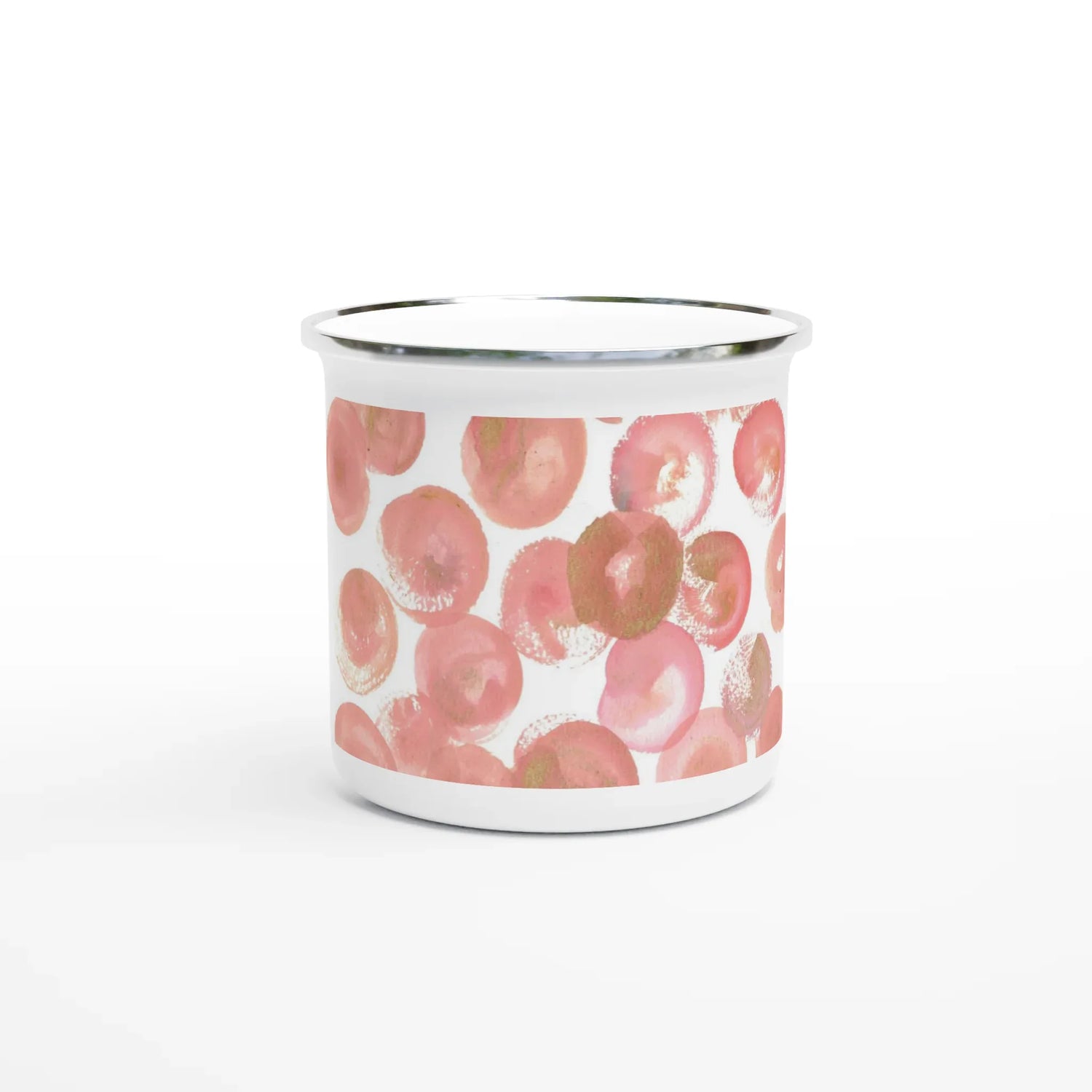 Mug en émail blanc 35 cl Rosée Pétale – Léger, vintage et résistant - Laure Leprince - Artiste Peintre