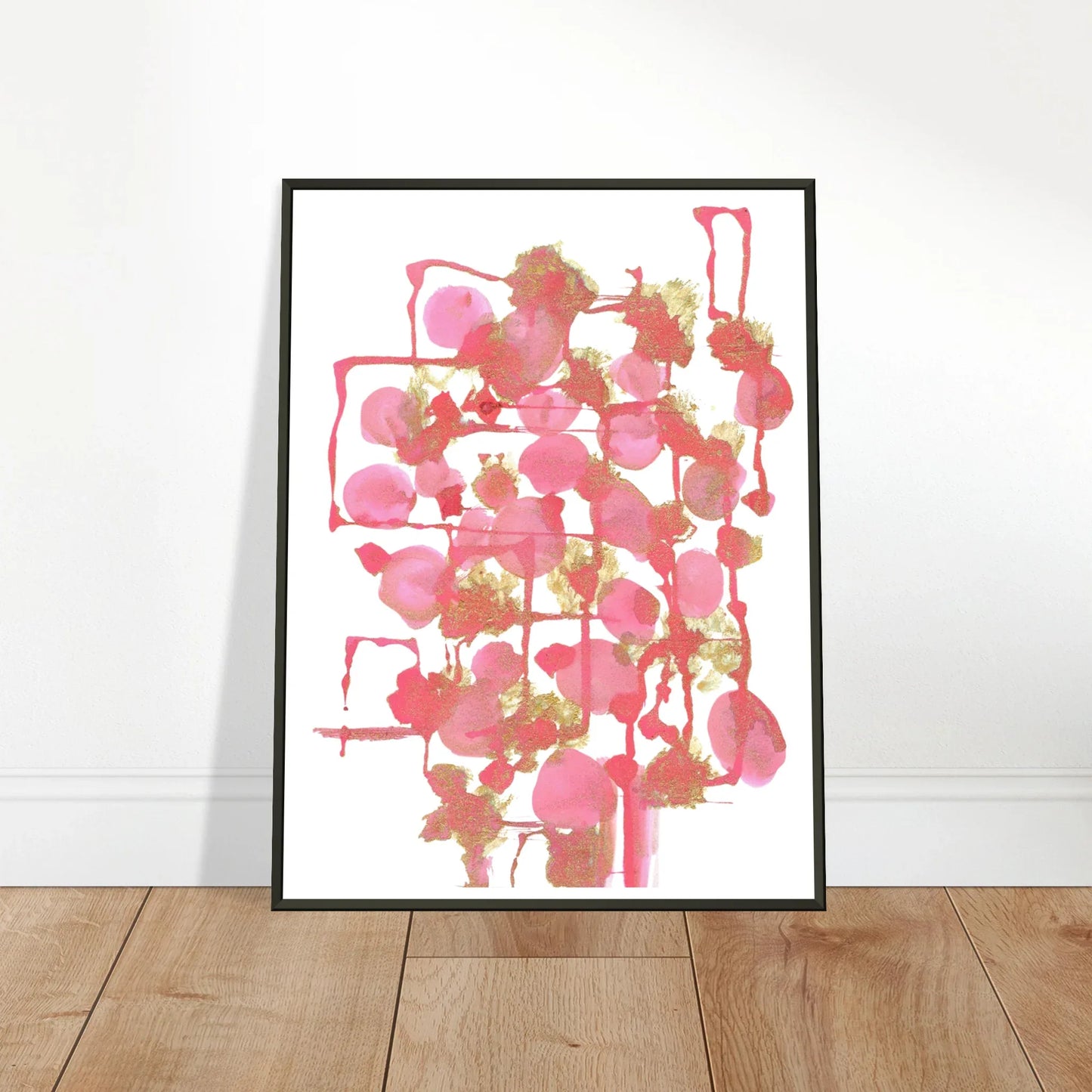 Classic Semi-Glossy Paper Metal Framed Poster Reseau Framboise - Laure Leprince - Artiste Peintre