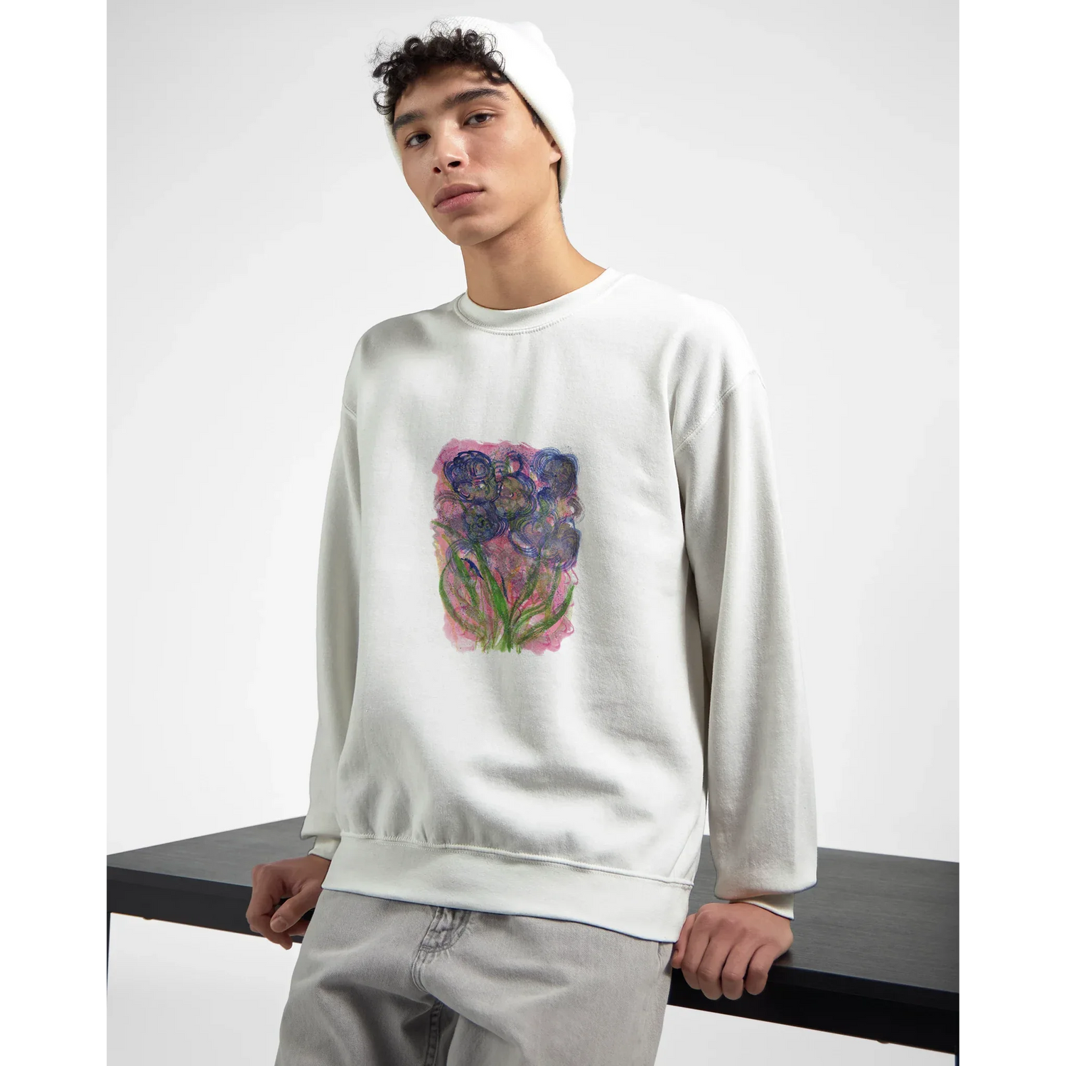 Sweatshirt Unisexe Classique Bloom Vortex– Impression Artistique Multicolore - Laure Leprince - Artiste Peintre