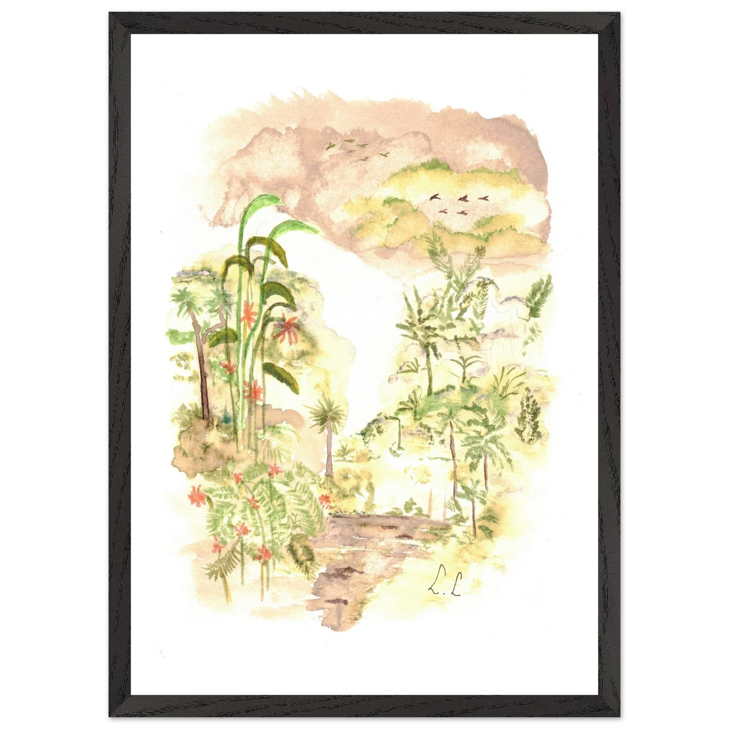 Premium Wooden Framed Poster With Premium Matte Paper Jungle - Laure Leprince - Artiste Peintre