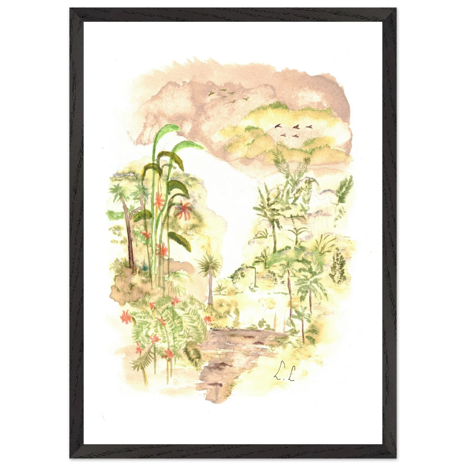 Premium Wooden Framed Poster With Premium Matte Paper Jungle - Laure Leprince - Artiste Peintre
