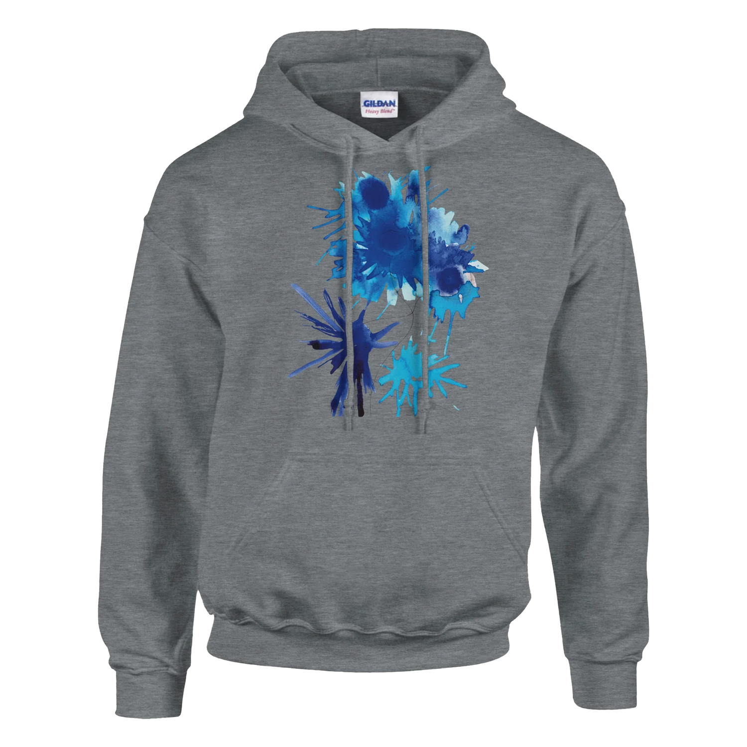 Sweat à capuche unisexe artistique bleuets| Gildan® 18500 - Laure Leprince - Artiste Peintre